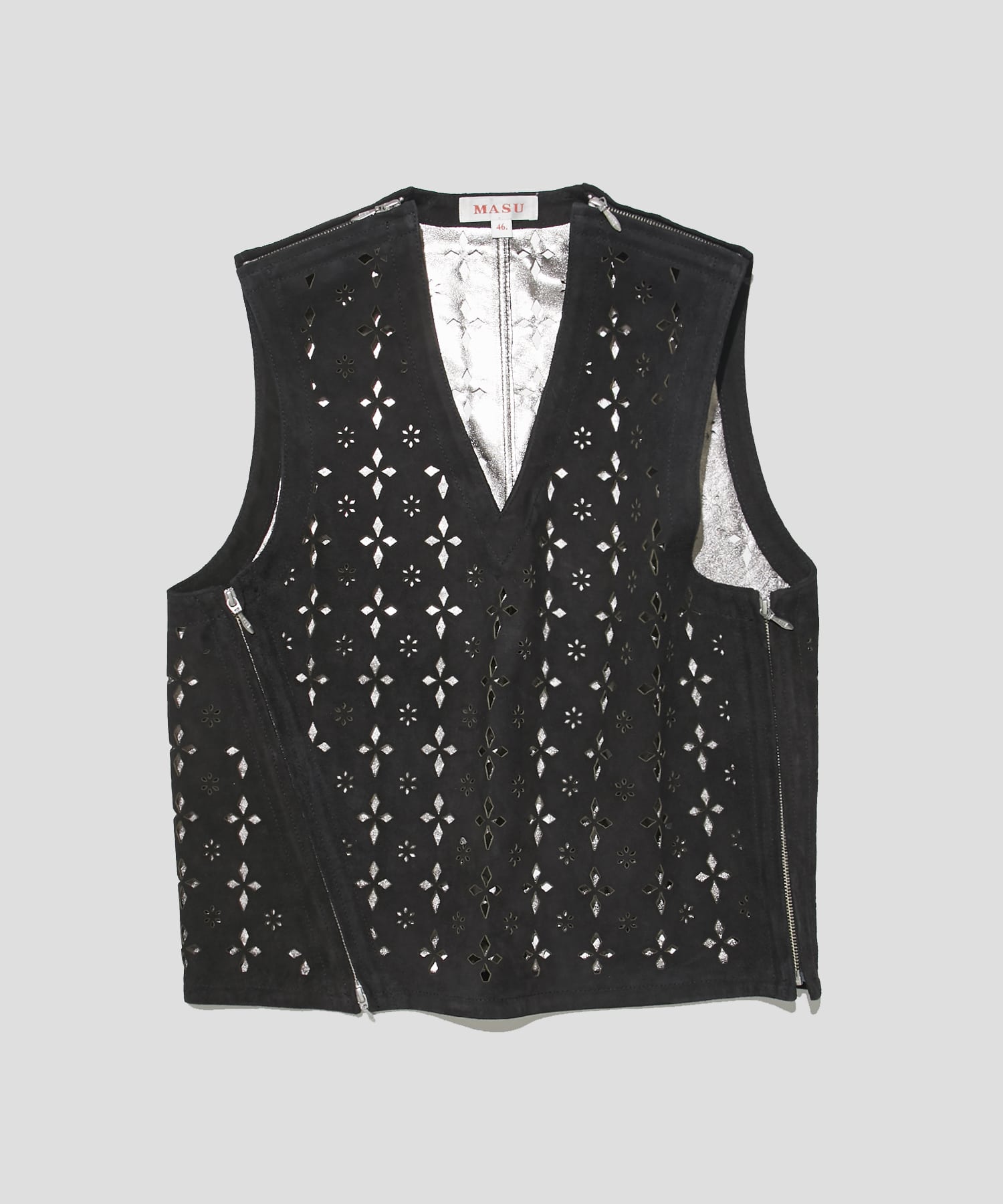 MASU DIAMOND-CUT LEATHER VEST-