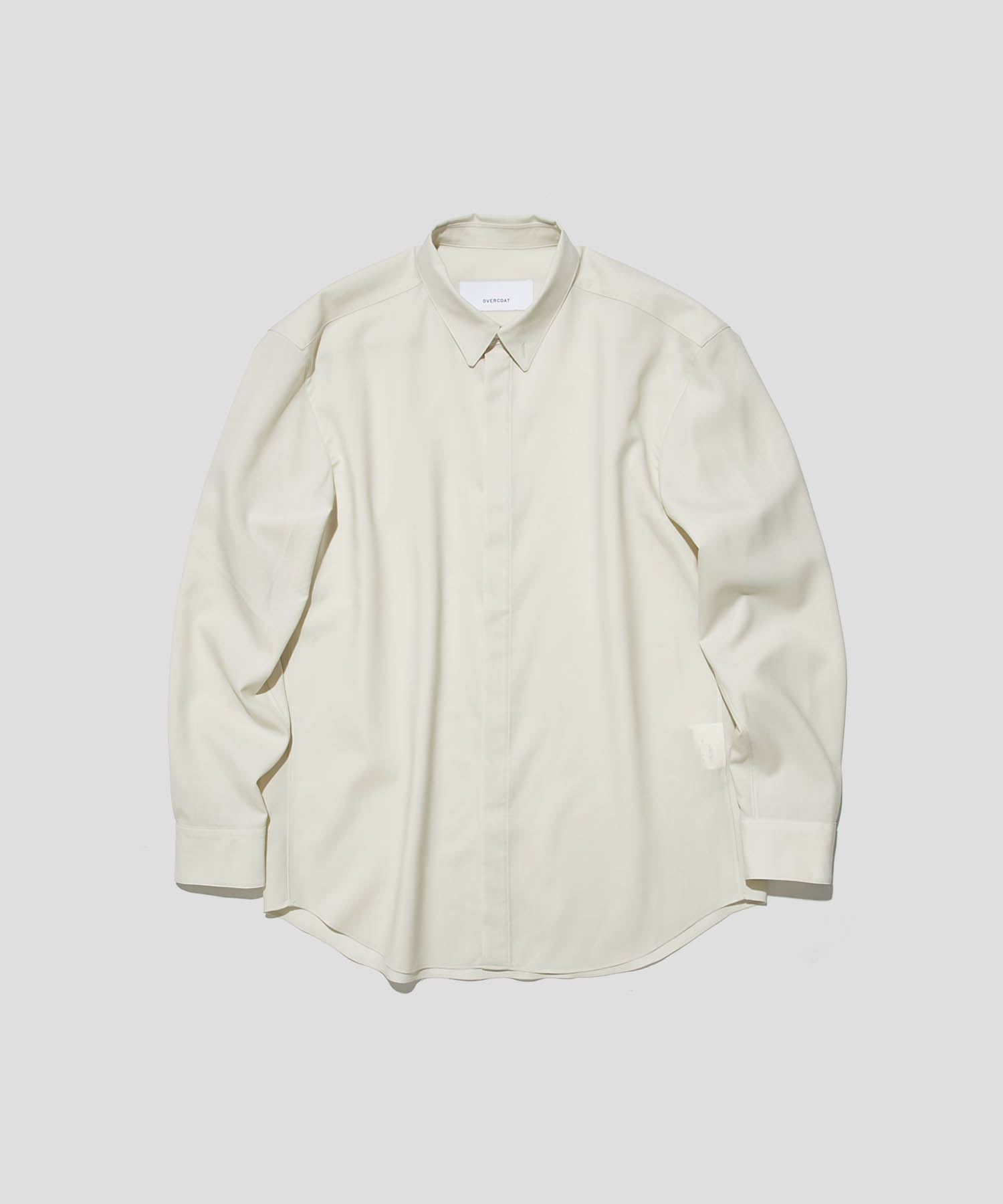 DROPPED SHOULDER TOP WITH SHIRT COLLAR IN WOOL SHIRTING(0 IVORY 