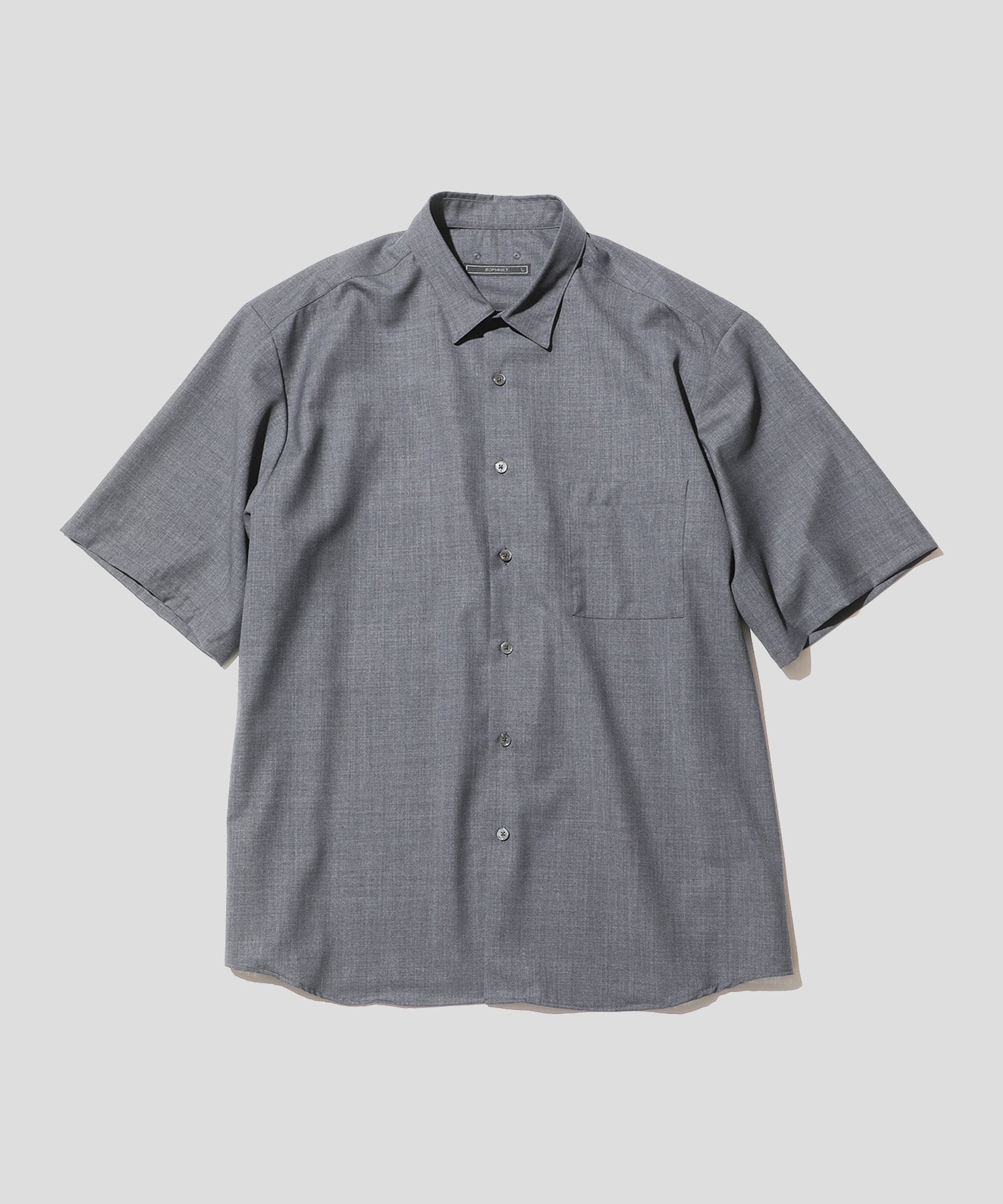 WOOL S/S REGULAR COLLAR BAGGY SHIRT(S DARK GREY): SOPHNET.: MEN