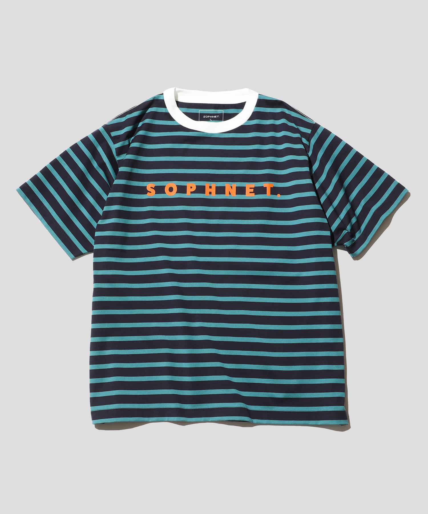 SOPHNET. LOGO S/S BORDER TEE(S GREEN): SOPHNET.: MEN｜THE