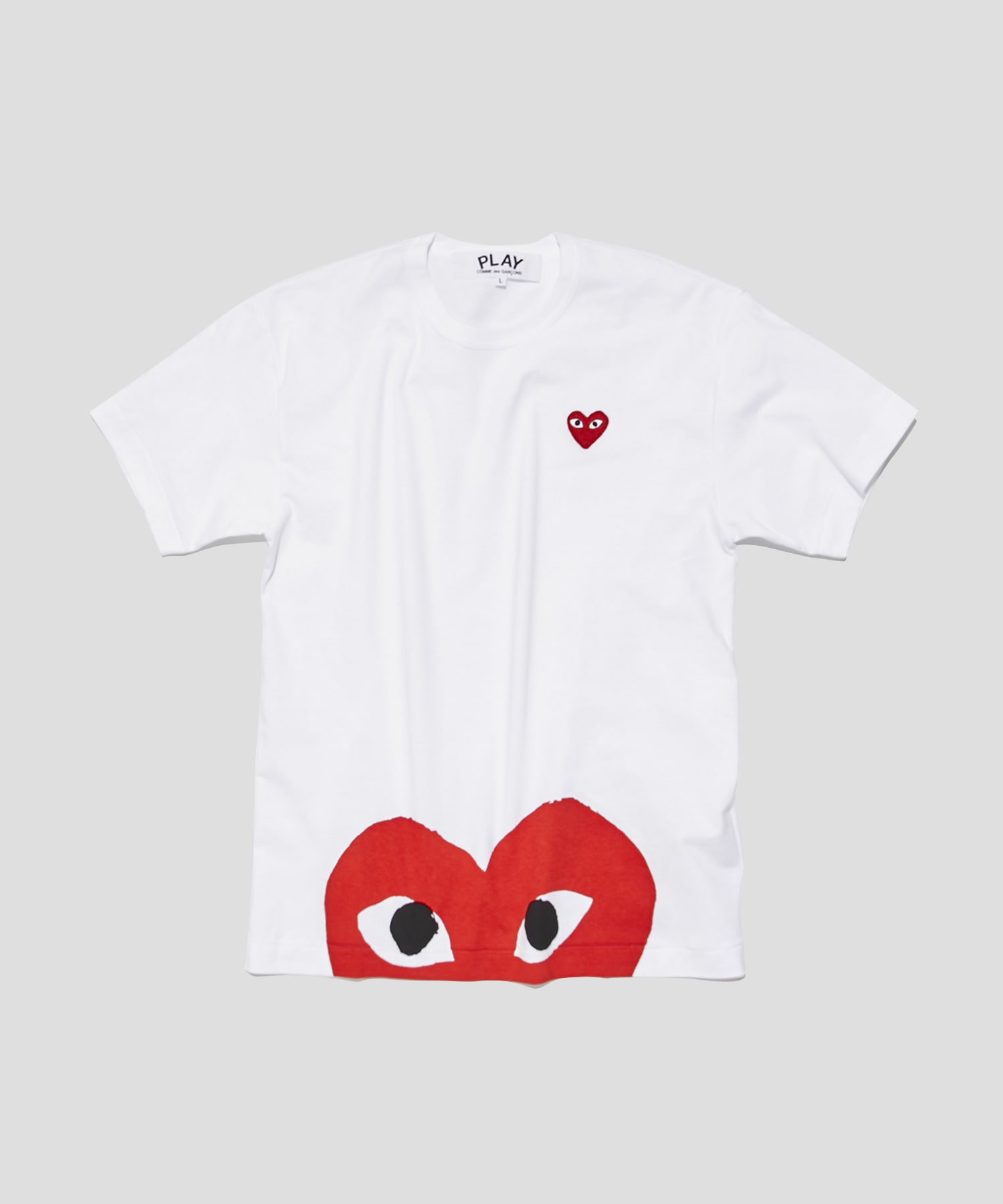 AZ-T034-051 S/S TEE RED HEART(L WHITE): PLAY COMME des GARCONS