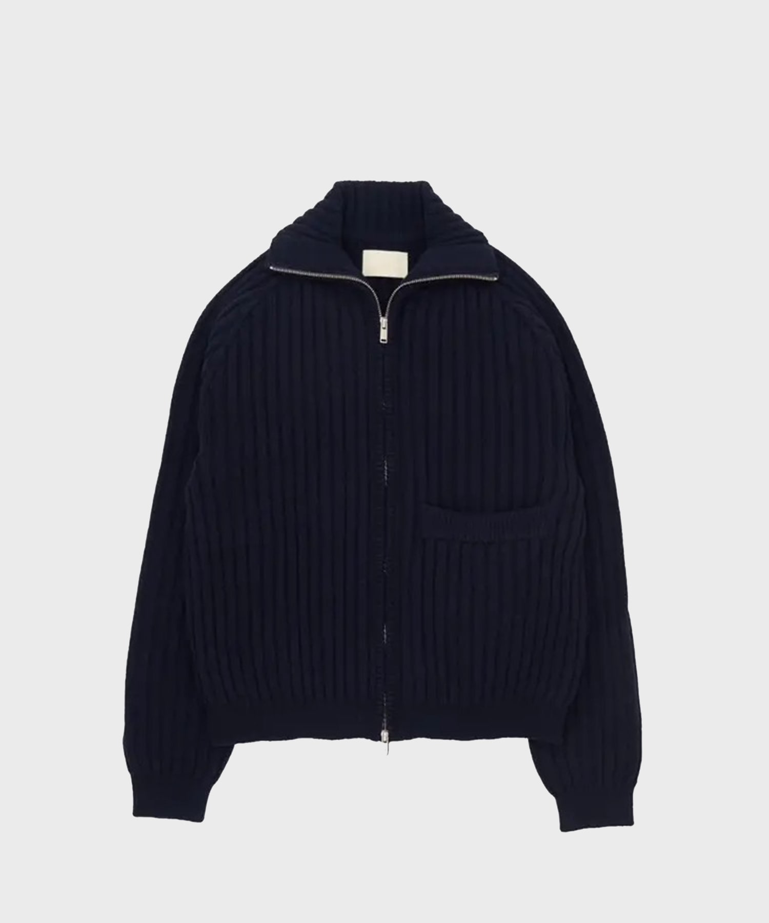 Wide Rib Highneck Zip Cardigan | yoke