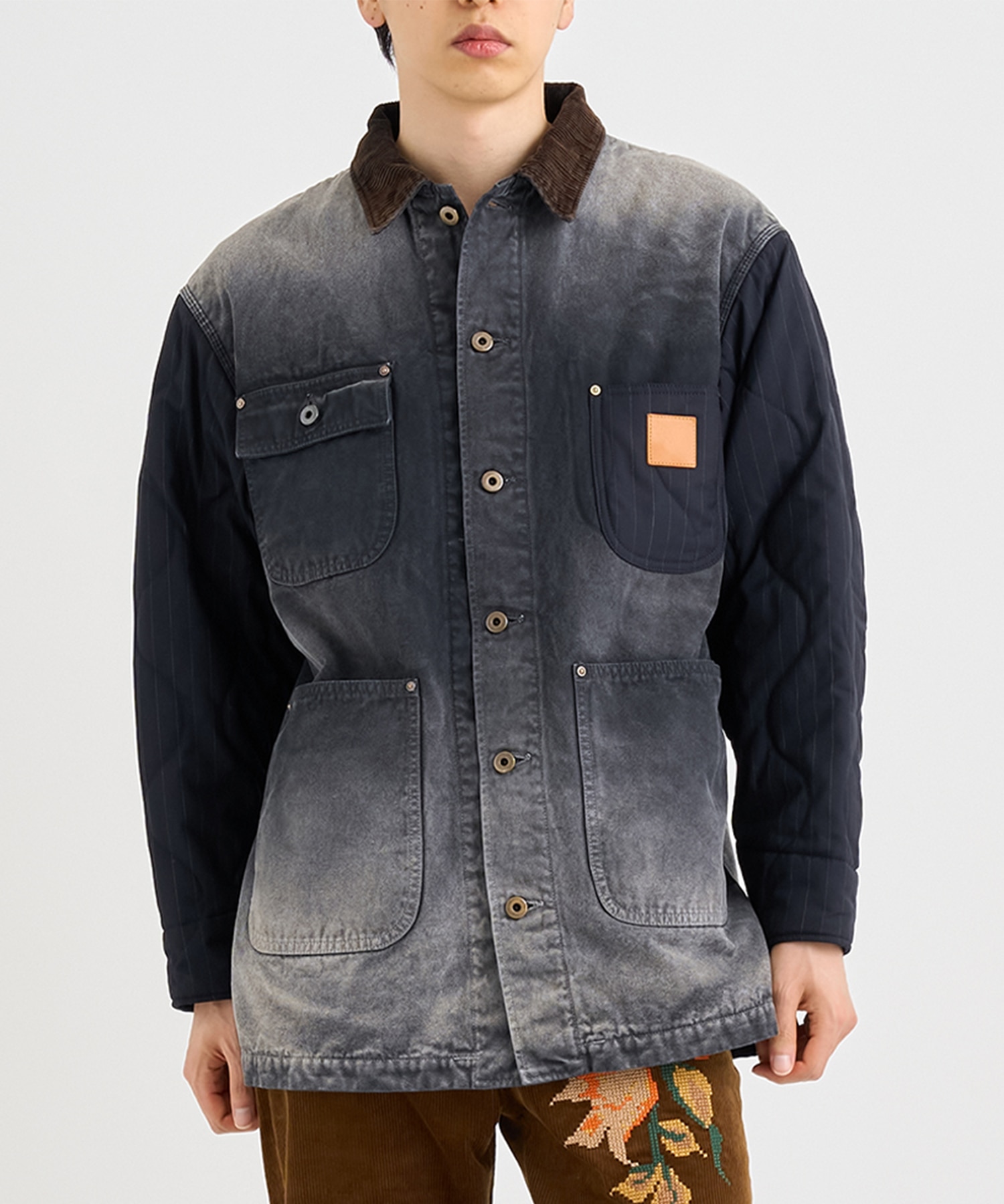新品 25ss KHOKI Vintage - effect work coat KHOKI Vintage-effect work coat BLACK 25ss-co-01 | BEST