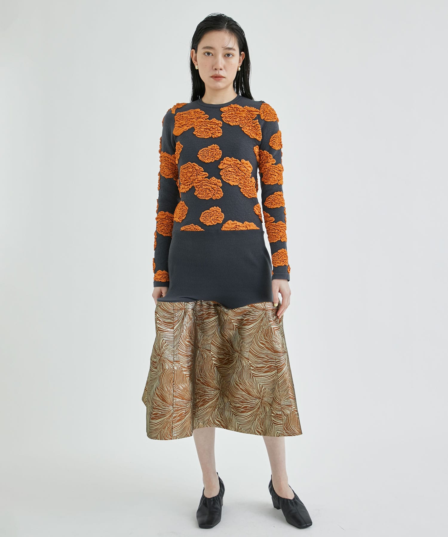Lame jacquard knit dress(36 ORANGE): TOGA: WOMEN｜THE TOKYO ONLINE