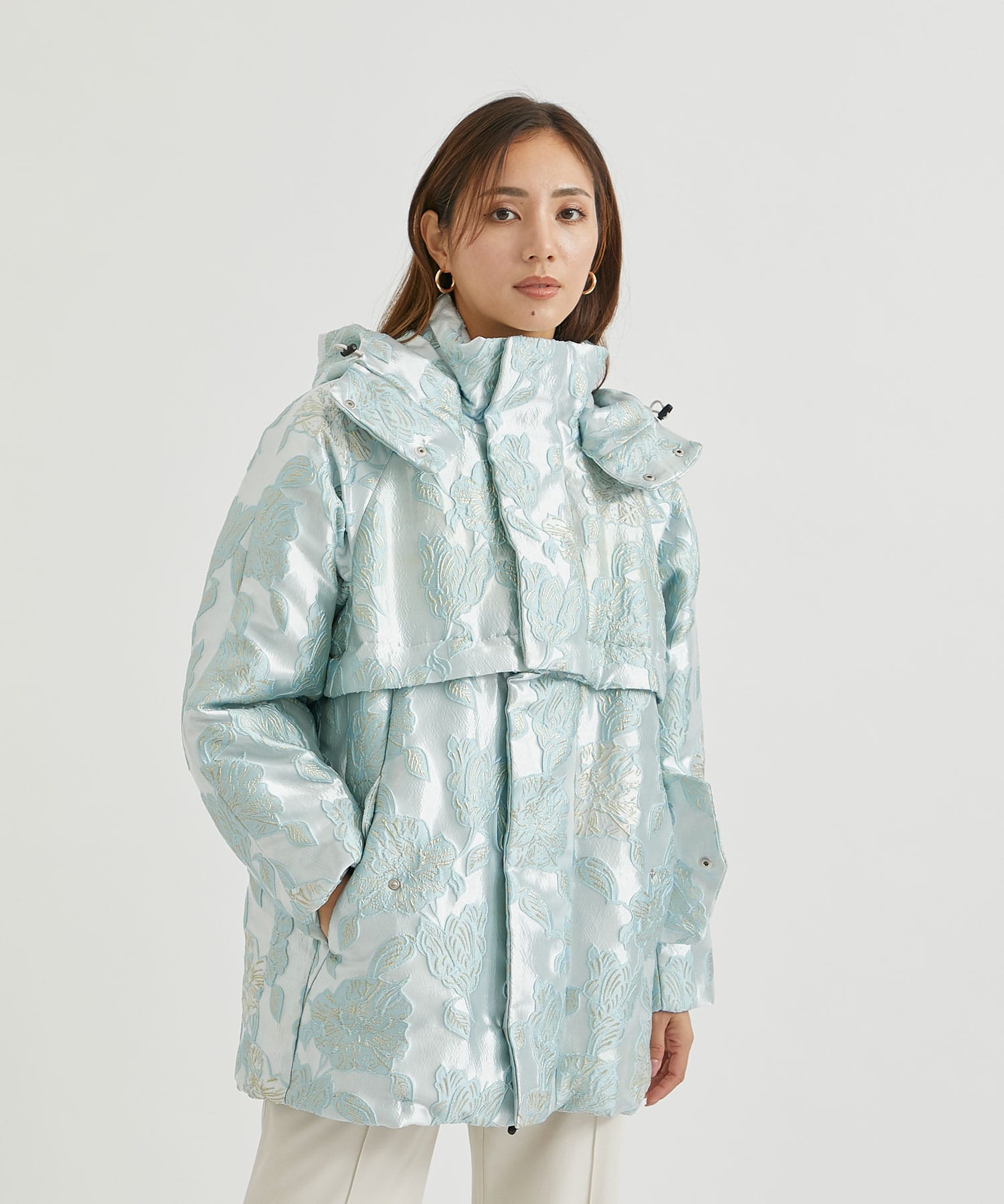 TOGA/トーガ】Polyester jacquard coat/ポリエステルジャガードコート-