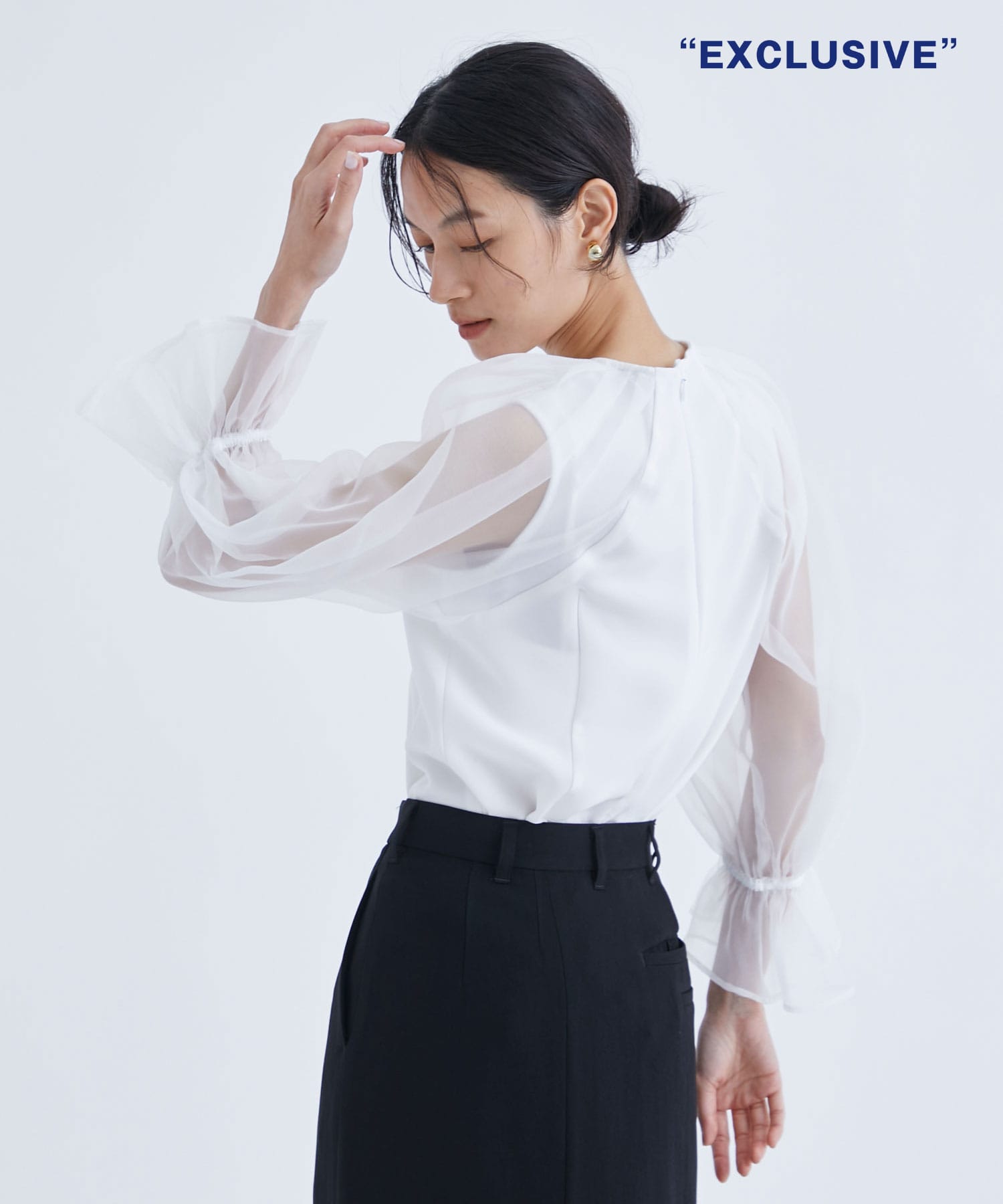Sheer Sleeve blouse(0 WHITE): THE PERMANENT EYE: WOMEN｜THE TOKYO 