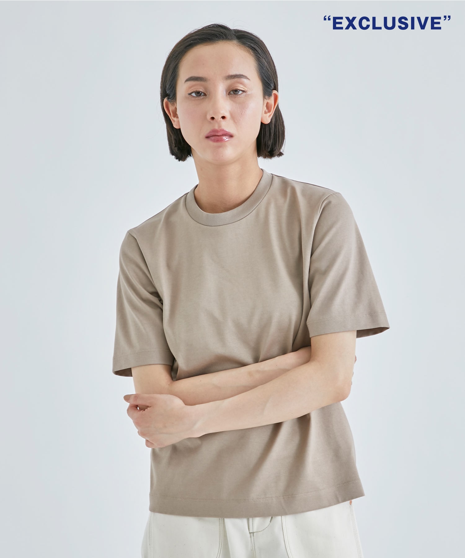 EX.COTTON JERSEY COMPACT T-SHIRT(36 BEIGE): CINOH: WOMEN｜THE