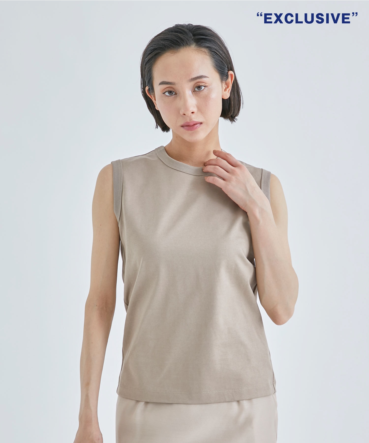 EX.COTTON JERSEY SLEEVELESS T-SHIRT(36 BEIGE): CINOH: WOMEN｜THE