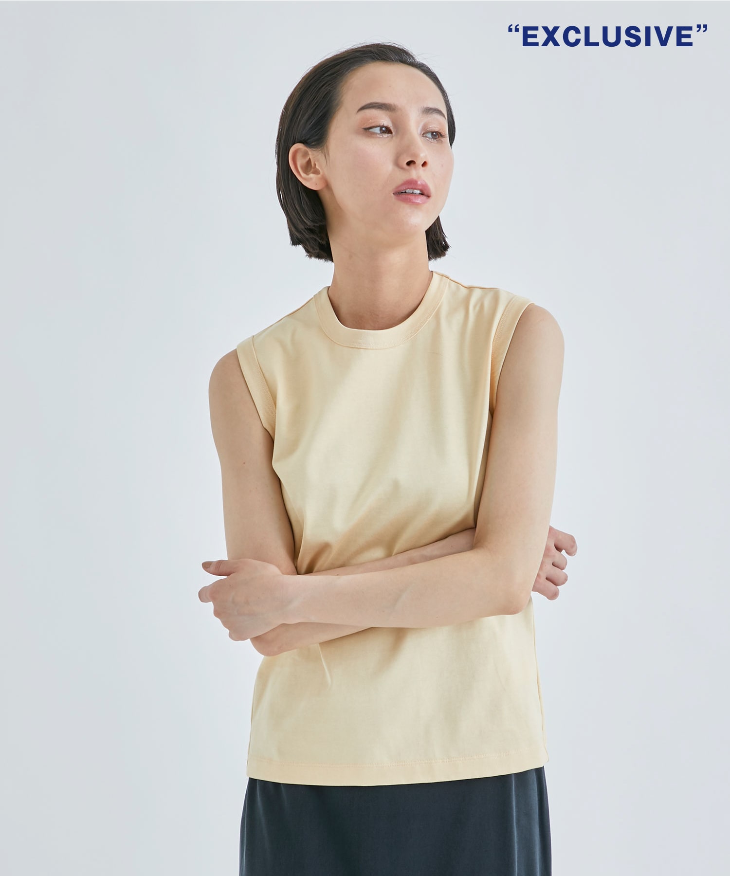 EX.COTTON JERSEY SLEEVELESS T-SHIRT(36 BEIGE): CINOH: WOMEN｜THE