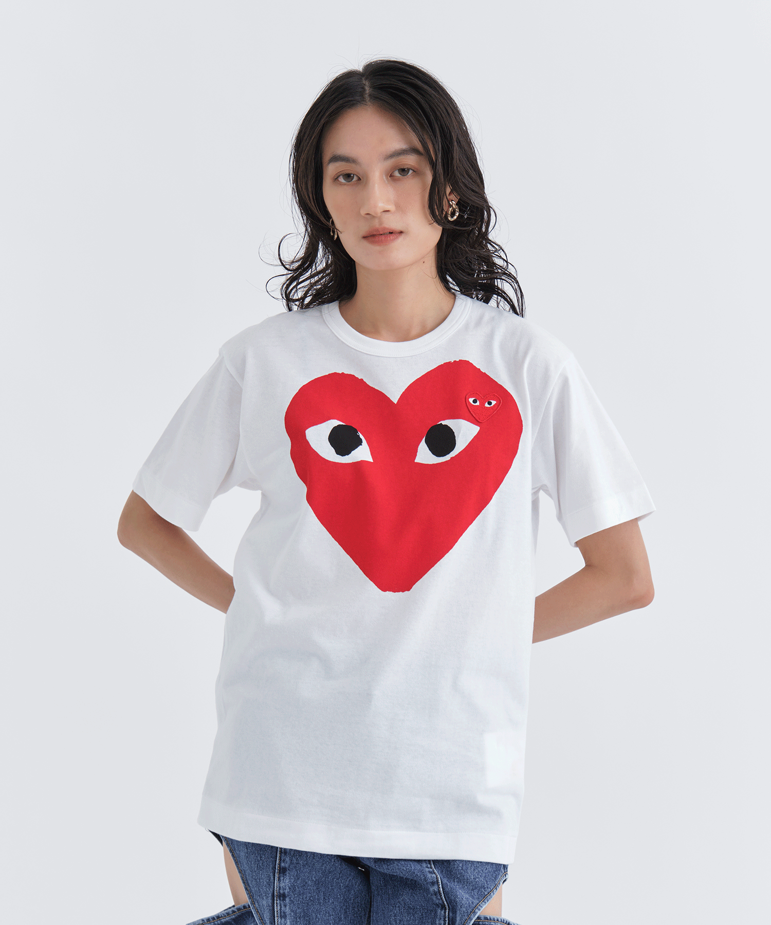 P1T026 - PLAY T-SHIRT(S WHITE): PLAY Comme des Garcons: WOMEN|THE