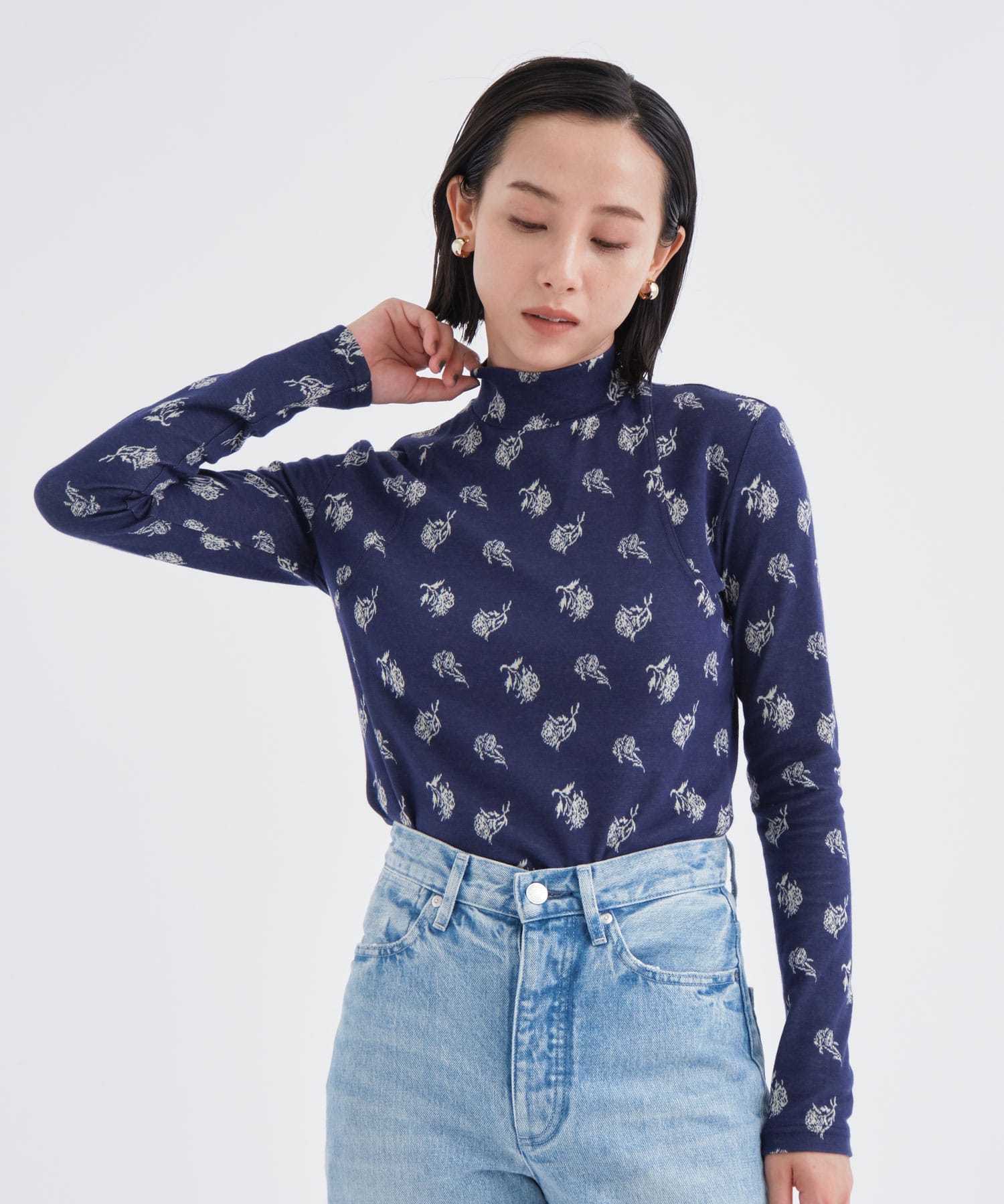 Flower Jersey TOP(36 NAVY): AKANE UTSUNOMIYA: WOMEN｜THE TOKYO