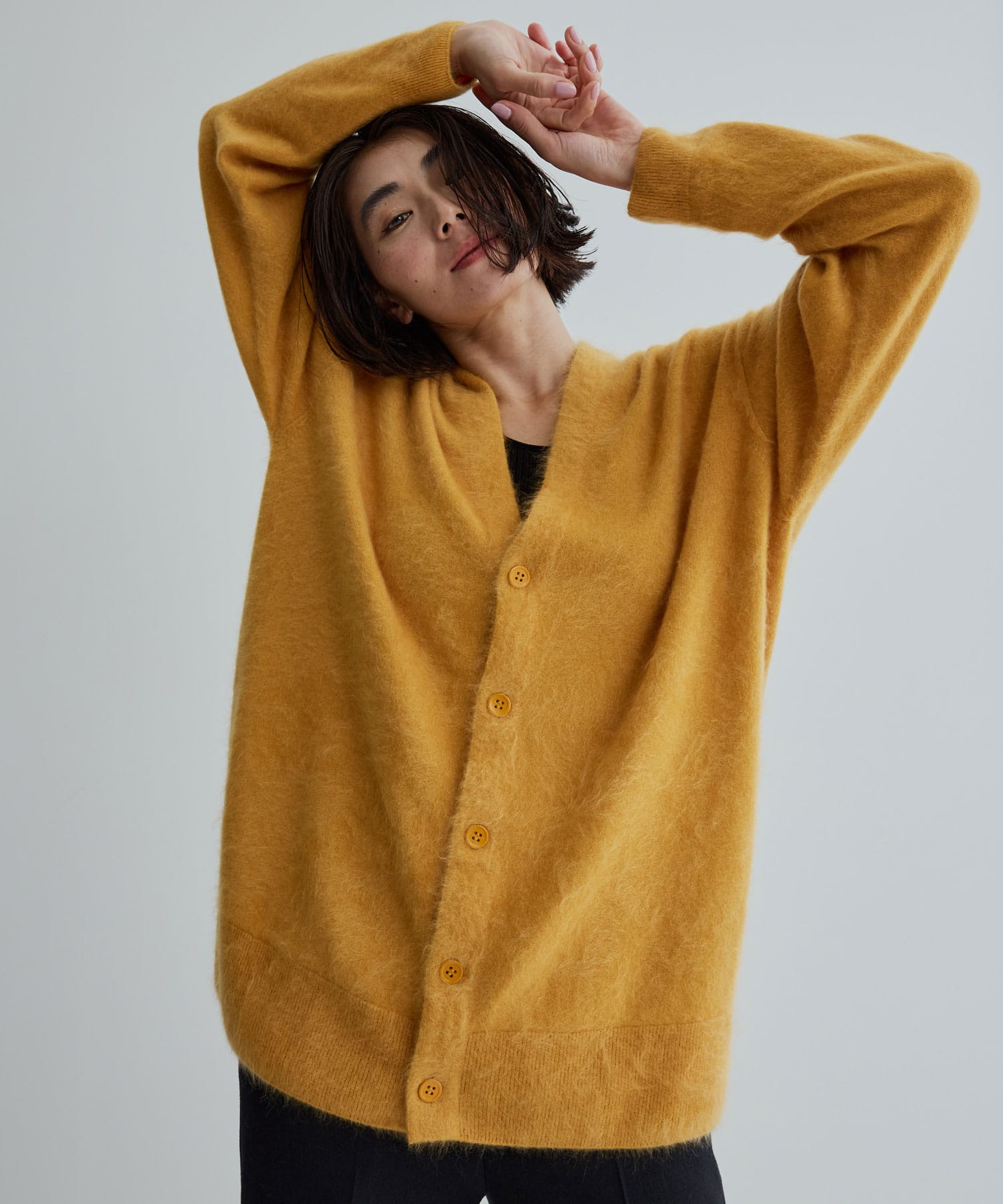 ROYAL CASHMERE OVERSIZED CARDIGAN(2 BLACK): ATON: WOMEN｜THE TOKYO