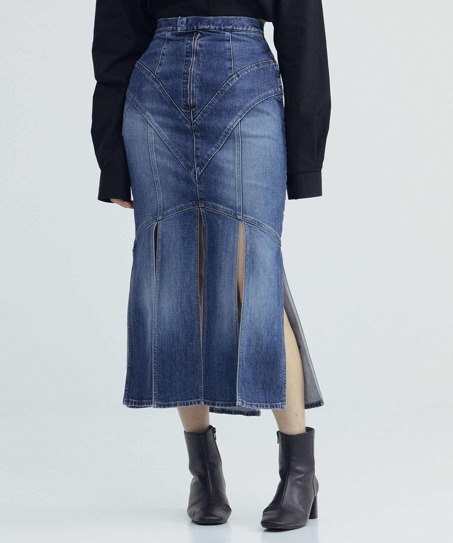 新品‼️FETICO WASHED SLIT DENIM SKIRT - スカート