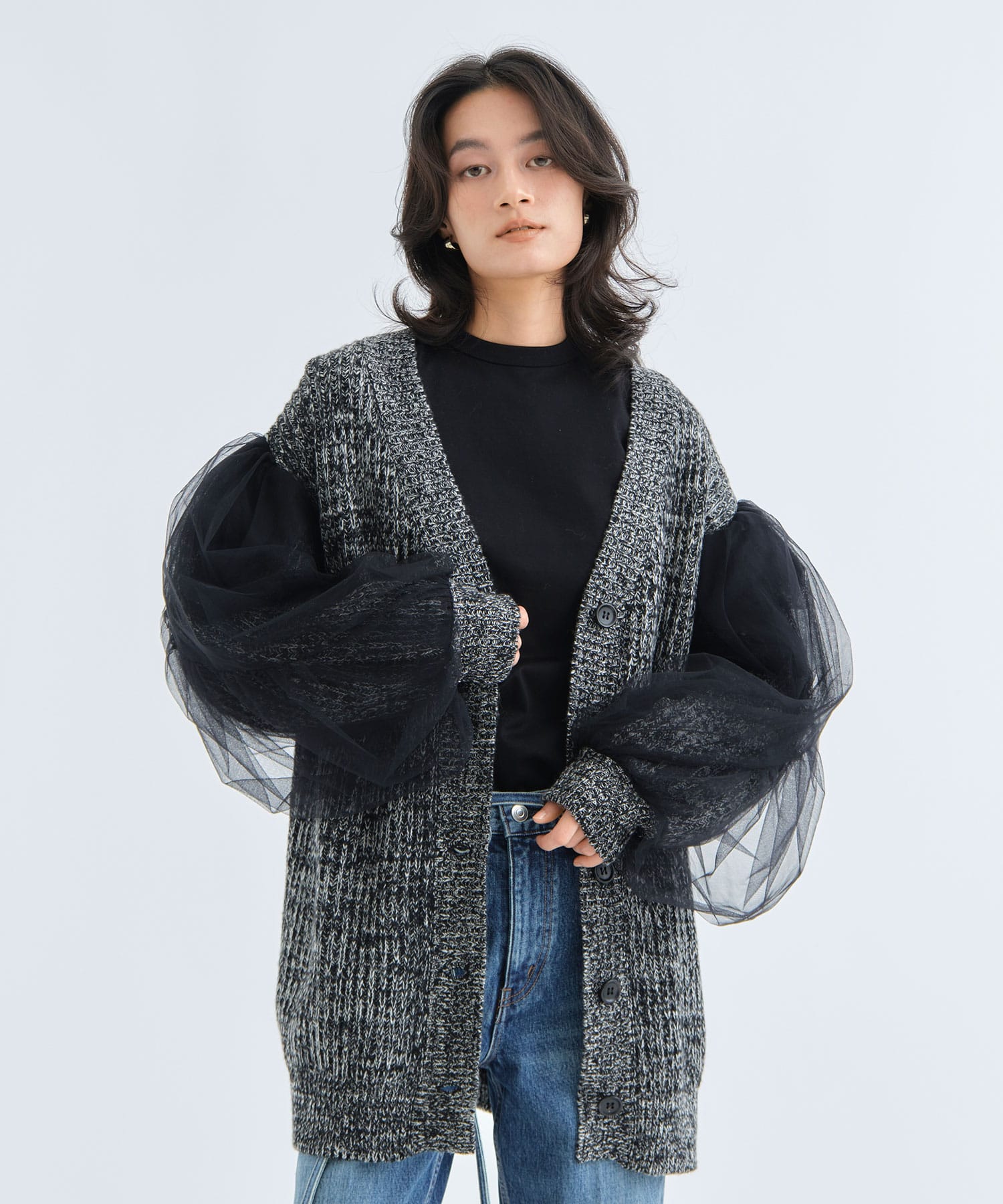 tulle knit cardigan(1 BLACK): Chika Kisada: WOMEN｜THE TOKYO