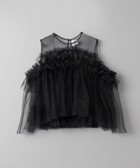 noir kei ninomiya ナイロンチュール×綿ポンチキャミソール 黒
