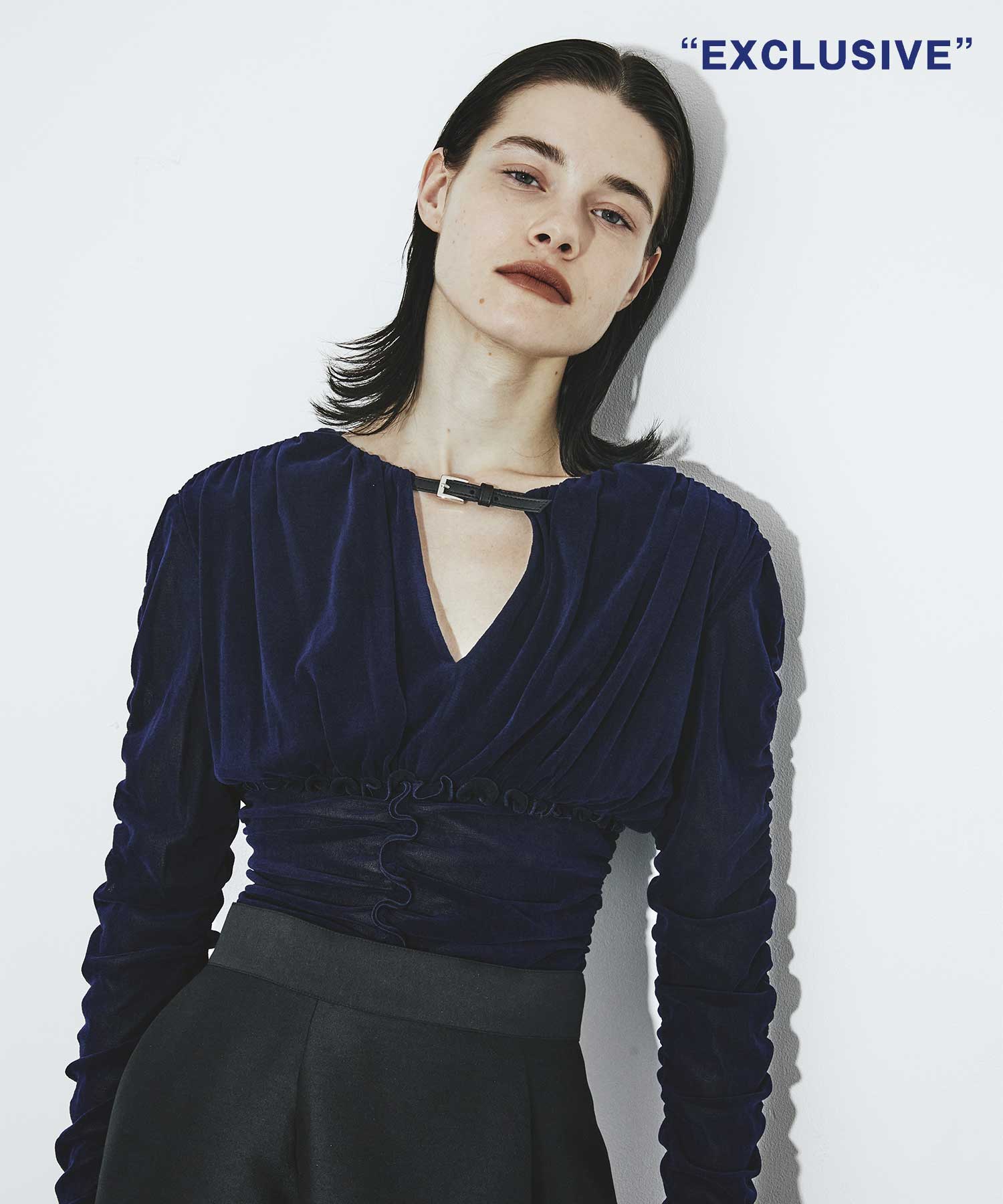 別注 Velvet tulle shirring bodysuit(36 ECRU): FETICO: WOMENS｜THE