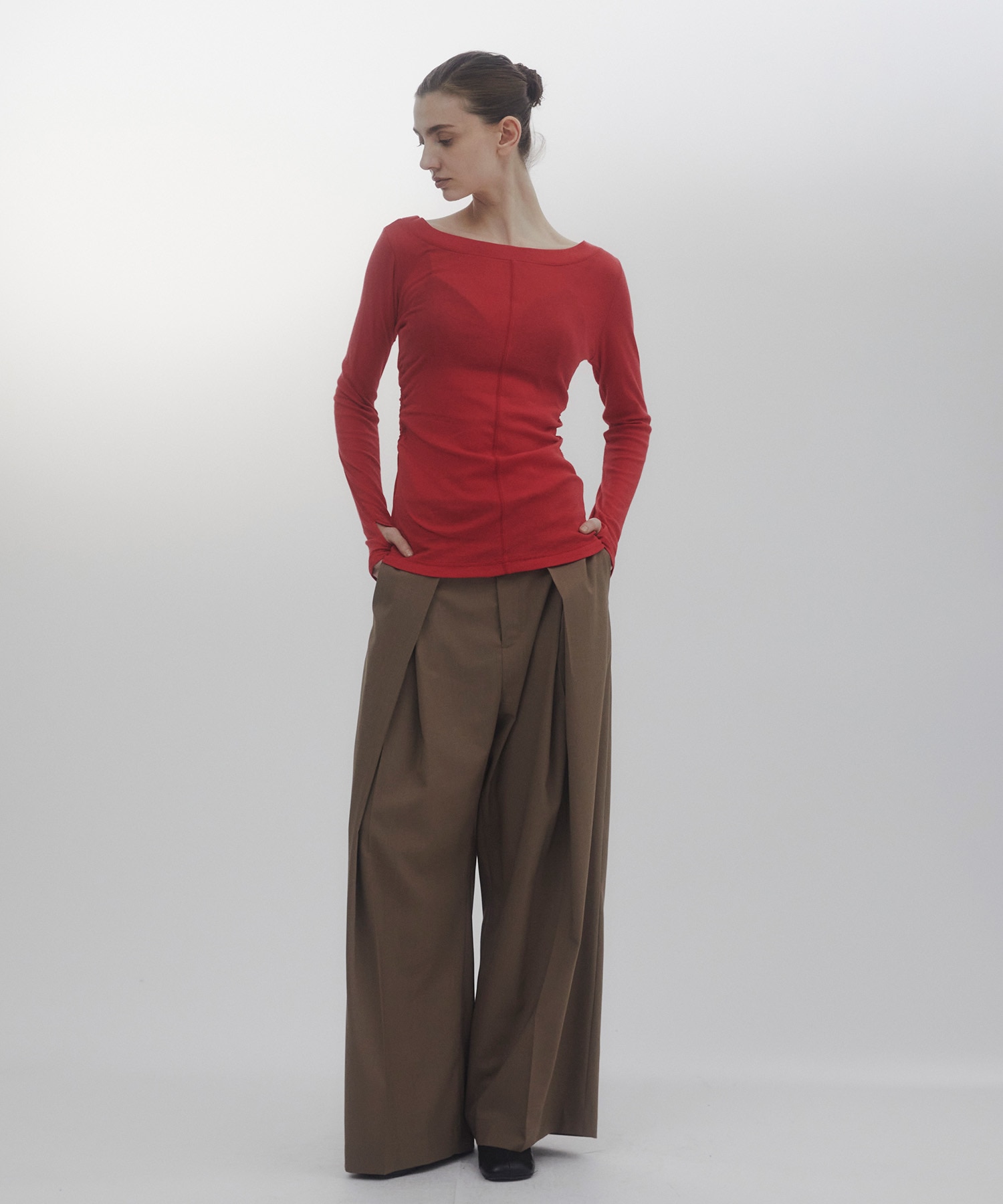 Belt Arranged Tuck Wide Pants CITY TOKYO