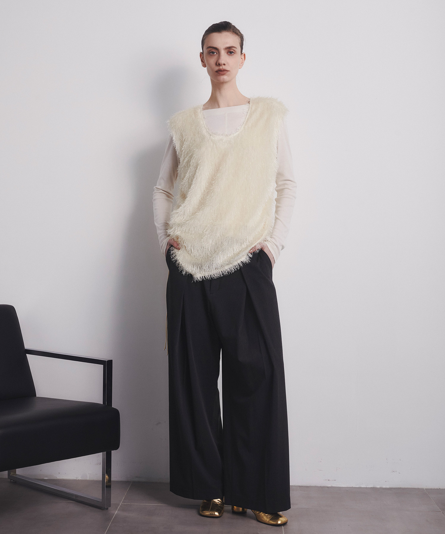 Belt Arranged Tuck Wide Pants CITY TOKYO