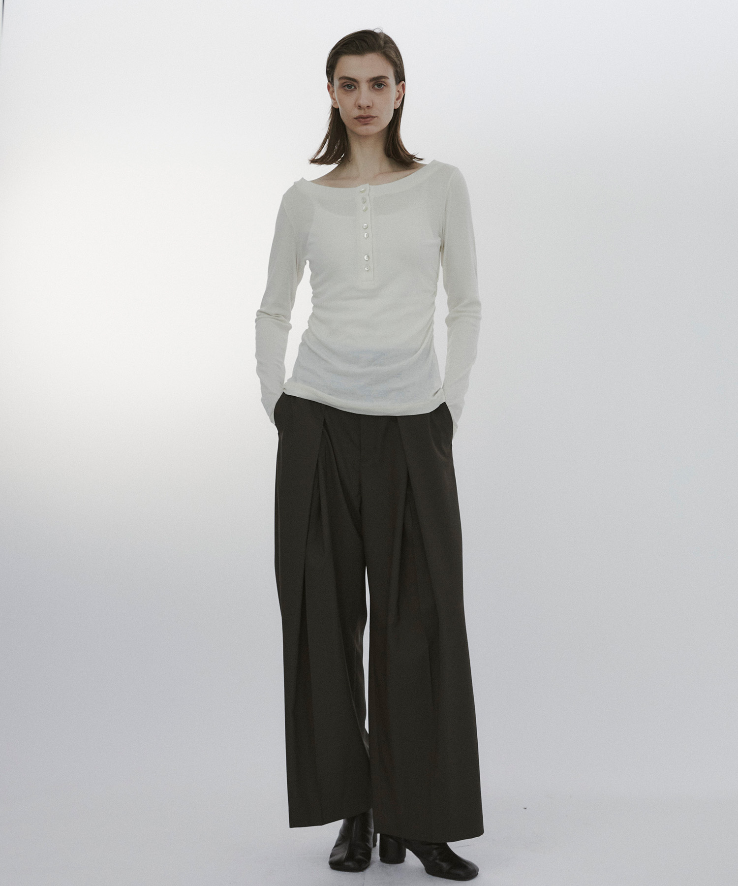 Belt Arranged Tuck Wide Pants CITY TOKYO