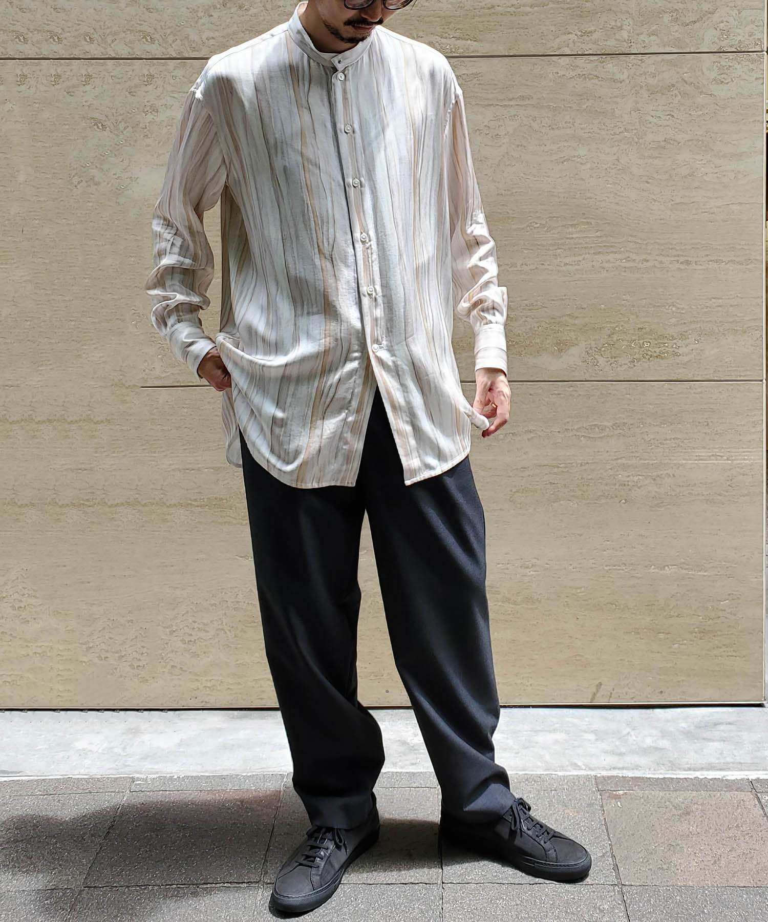 RAYON PRINT STANDCOLLAR SHIRT(44 STRIPE): CINOH: MEN｜THE TOKYO