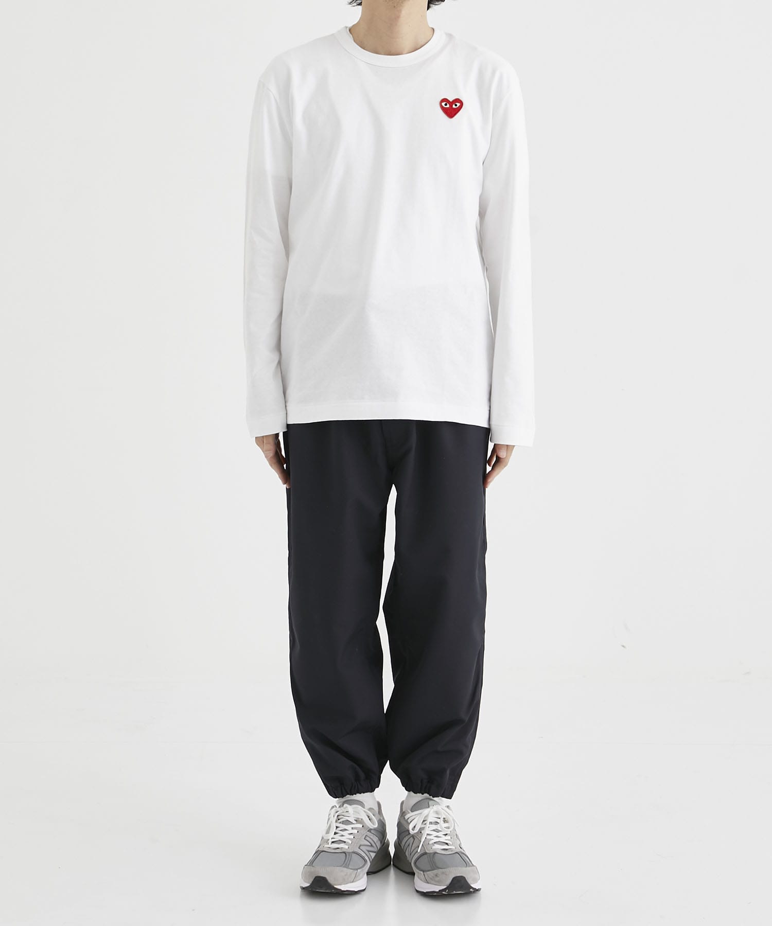 AZ-T118-051 L/S TEE RED HEART(L WHITE): PLAY COMME des GARCONS