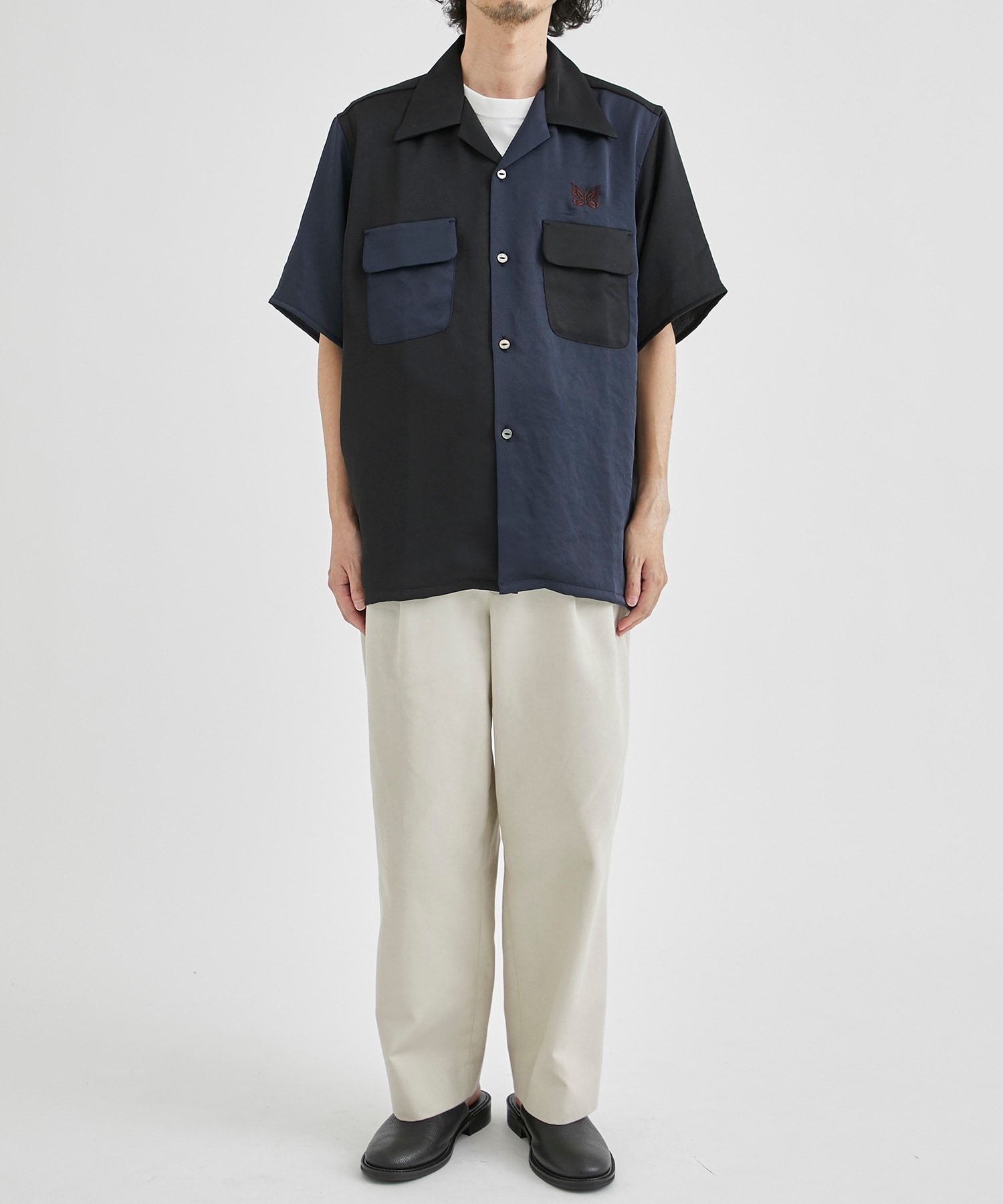 EX.S/S Classic Shirt - Poly Sateen＆Emb. NEEDLES