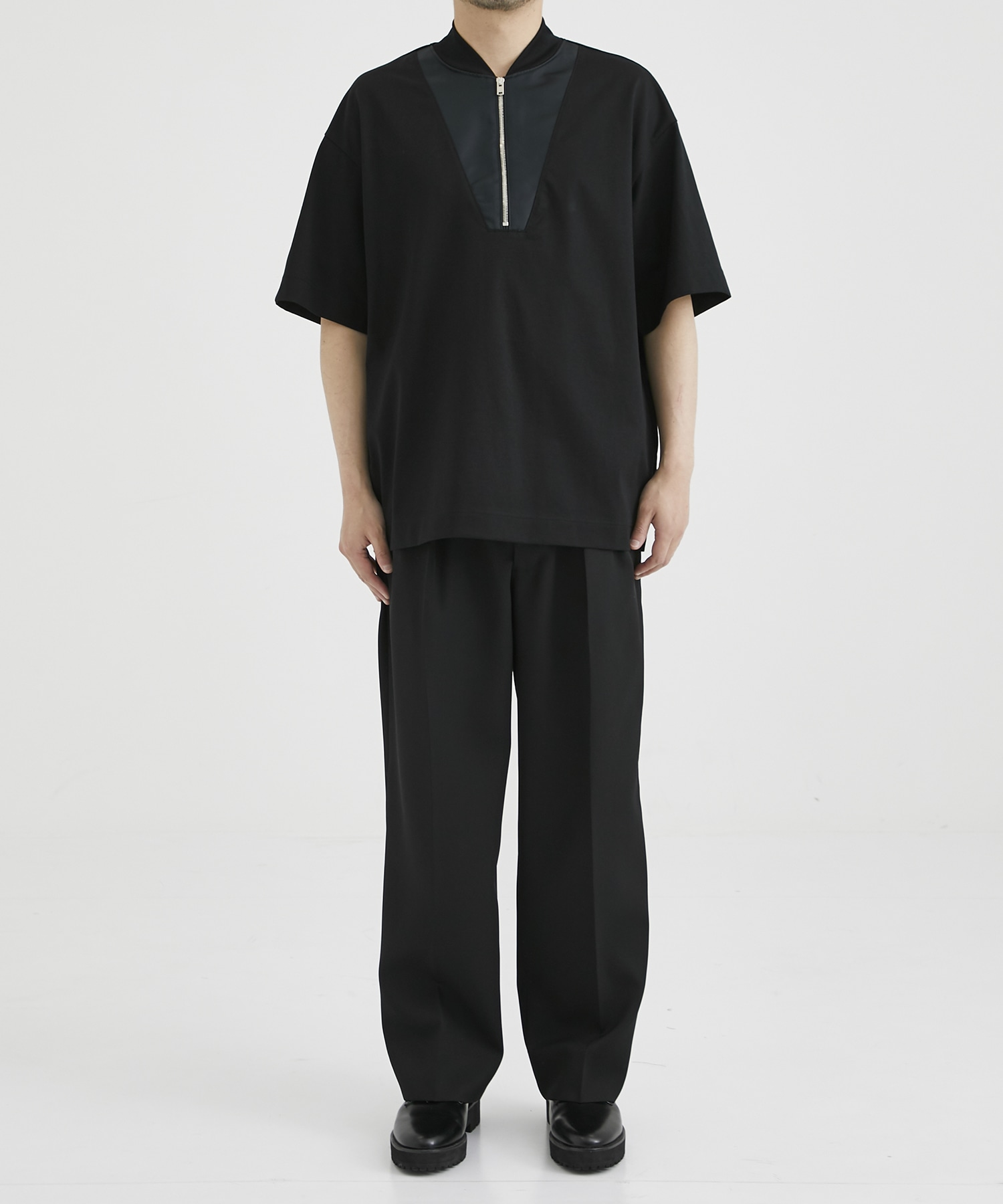 EX.HYBRID S/S HALF ZIP TEE CINOH