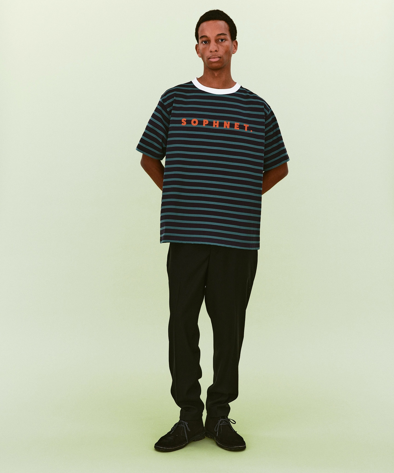 SOPHNET. LOGO S/S BORDER TEE(S GREEN): SOPHNET.: MEN｜THE TOKYO