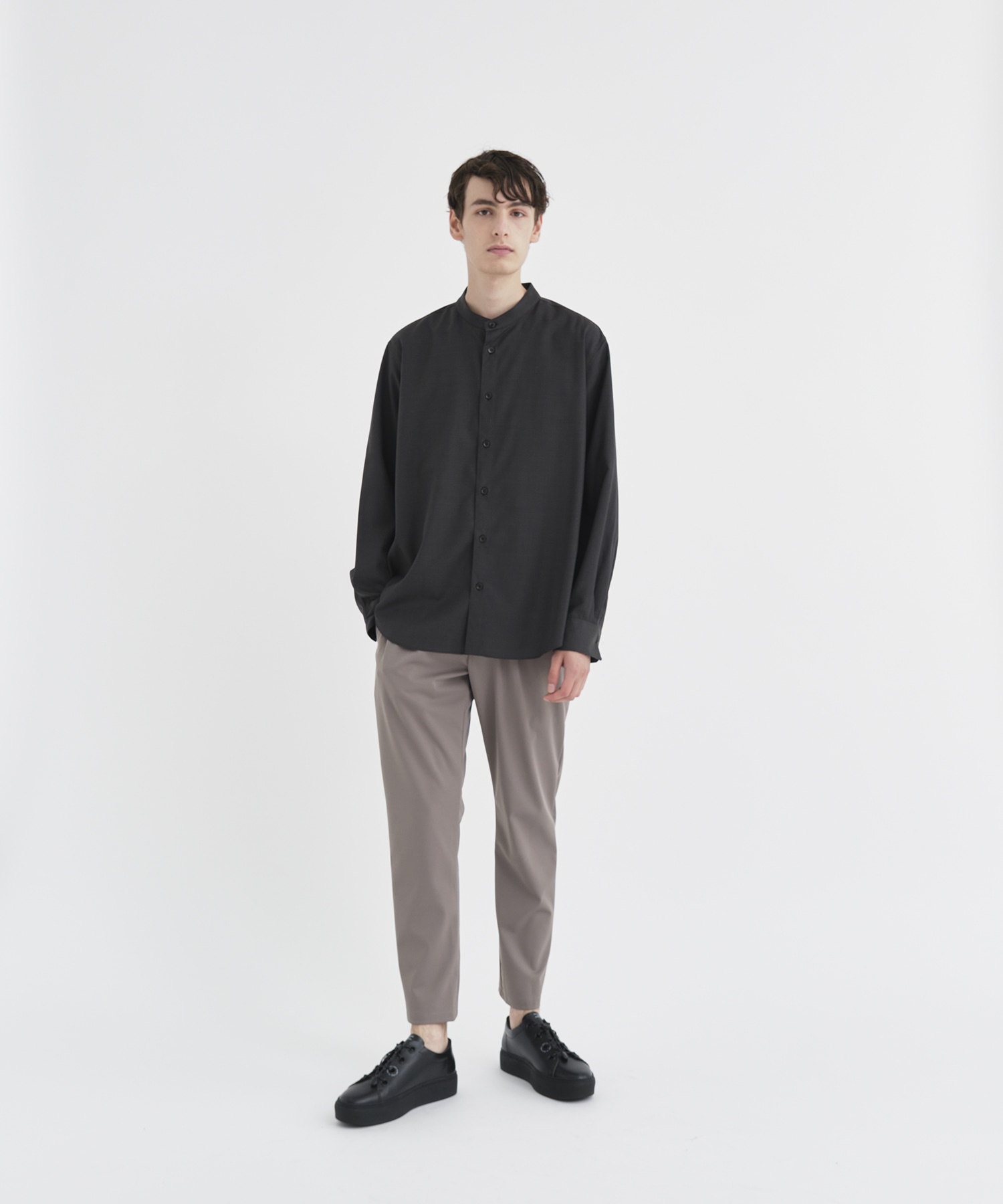 Reda Active Washable Wool Band Collar L/S Shirt THE TOKYO