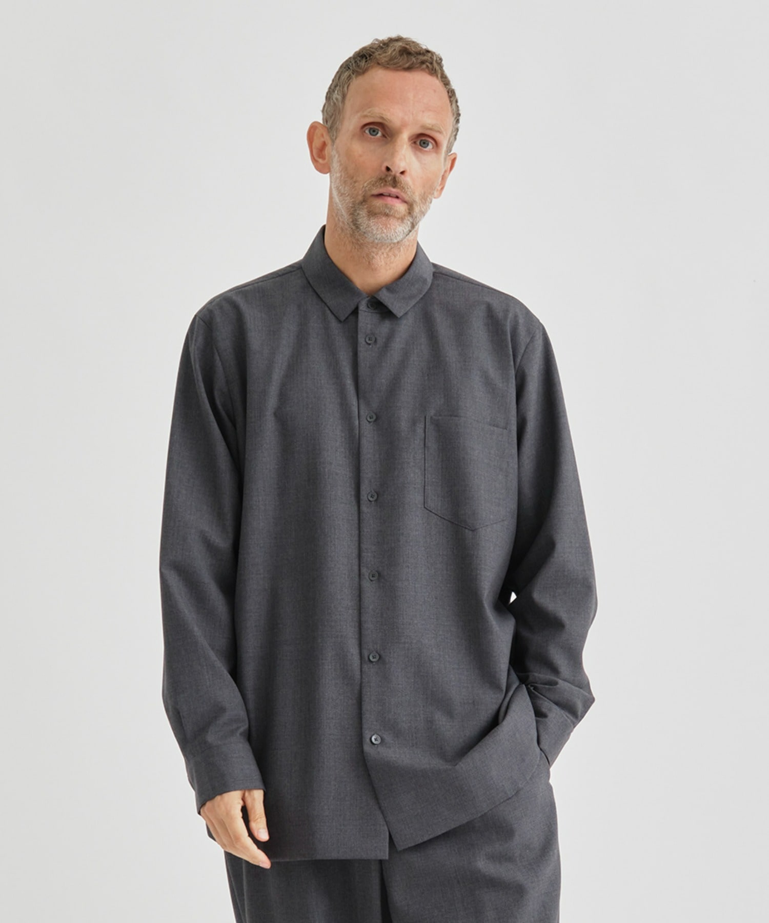 WOOL TROPICAL STANDARD SHIRT ATON