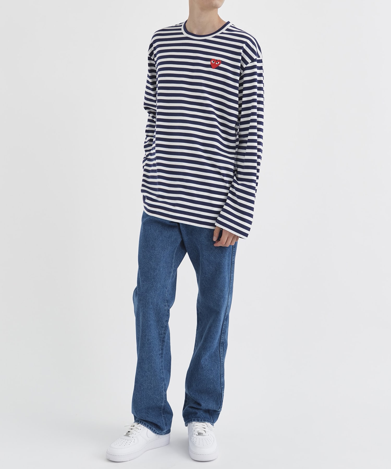 AZ-T010-051 STRIPED L/S T-SHIRT RED HEART PLAY COMME des GARCONS