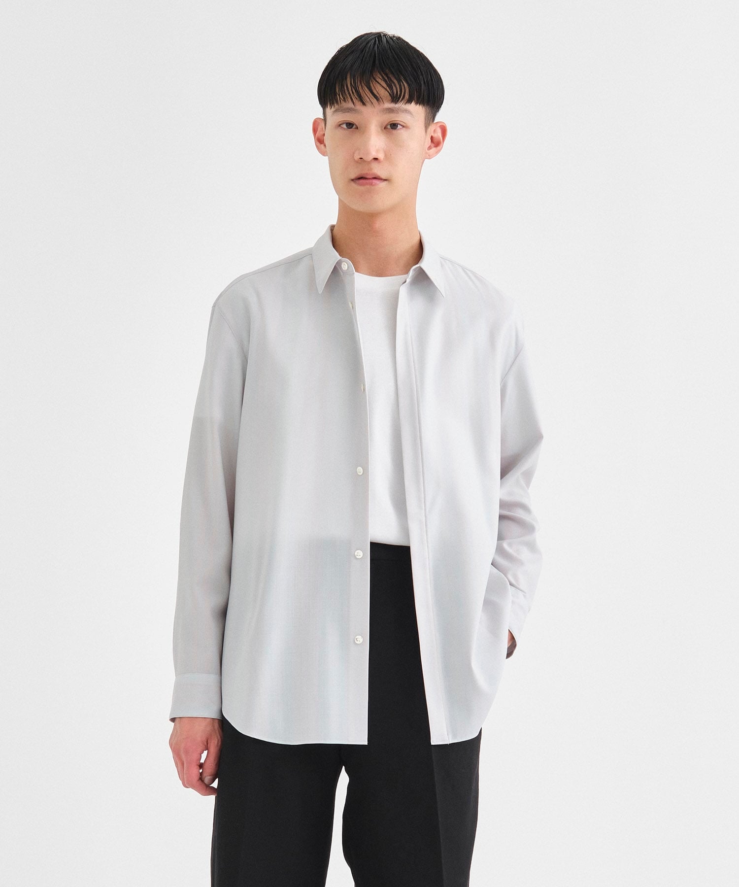 Dropped Shoulder Top with Shirt Collar OVERCOAT