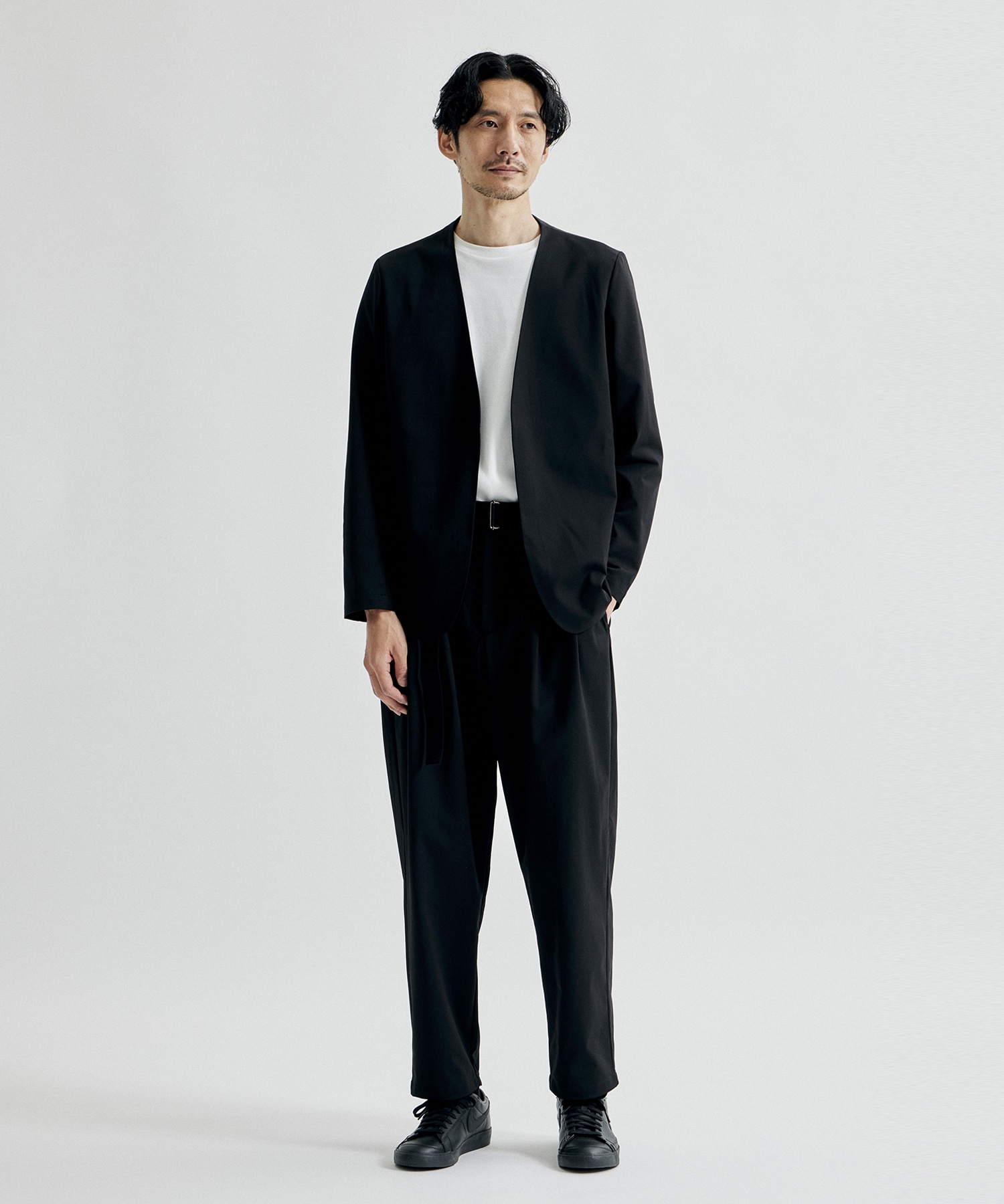 別注 PE HIGH GAUGE JERSEY BELTED TAPERED TROUSERS ATTACHMENT