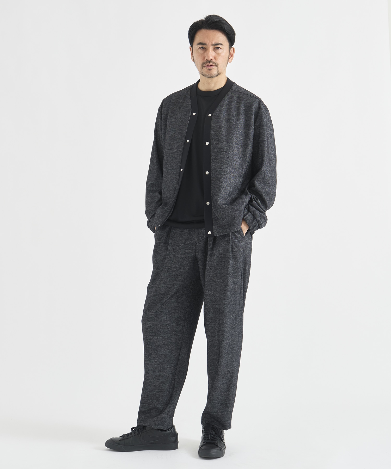 Washable Tweedy Jersey Snap Cardigan THE TOKYO