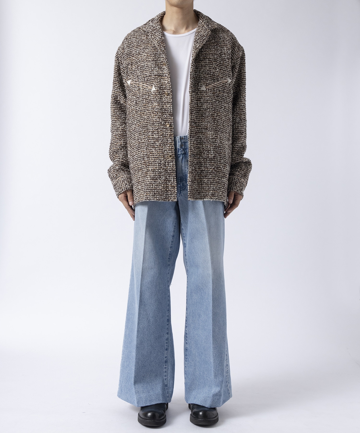 WIDE JEAN TROUSERS ASH BLEACH TANAKA