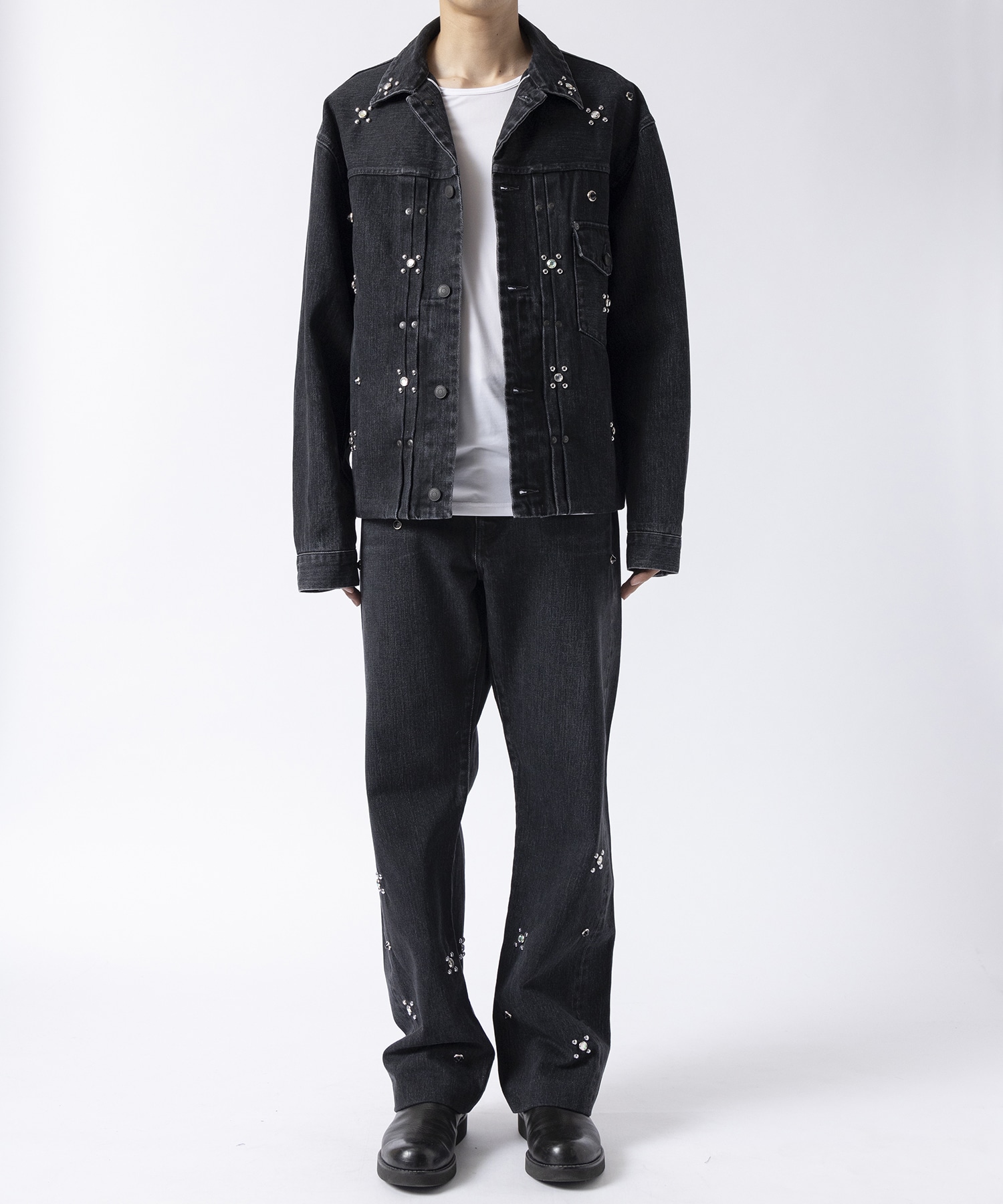 STRAIGHT JEAN TROUSERS BLACK & SILVER STARS TANAKA