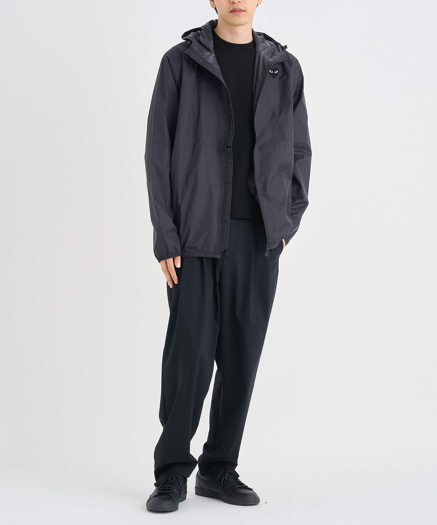 AZ-J507-051 K-WAY FULL ZIP JACKET BLACK EMBLEM PLAY COMME des GARCONS