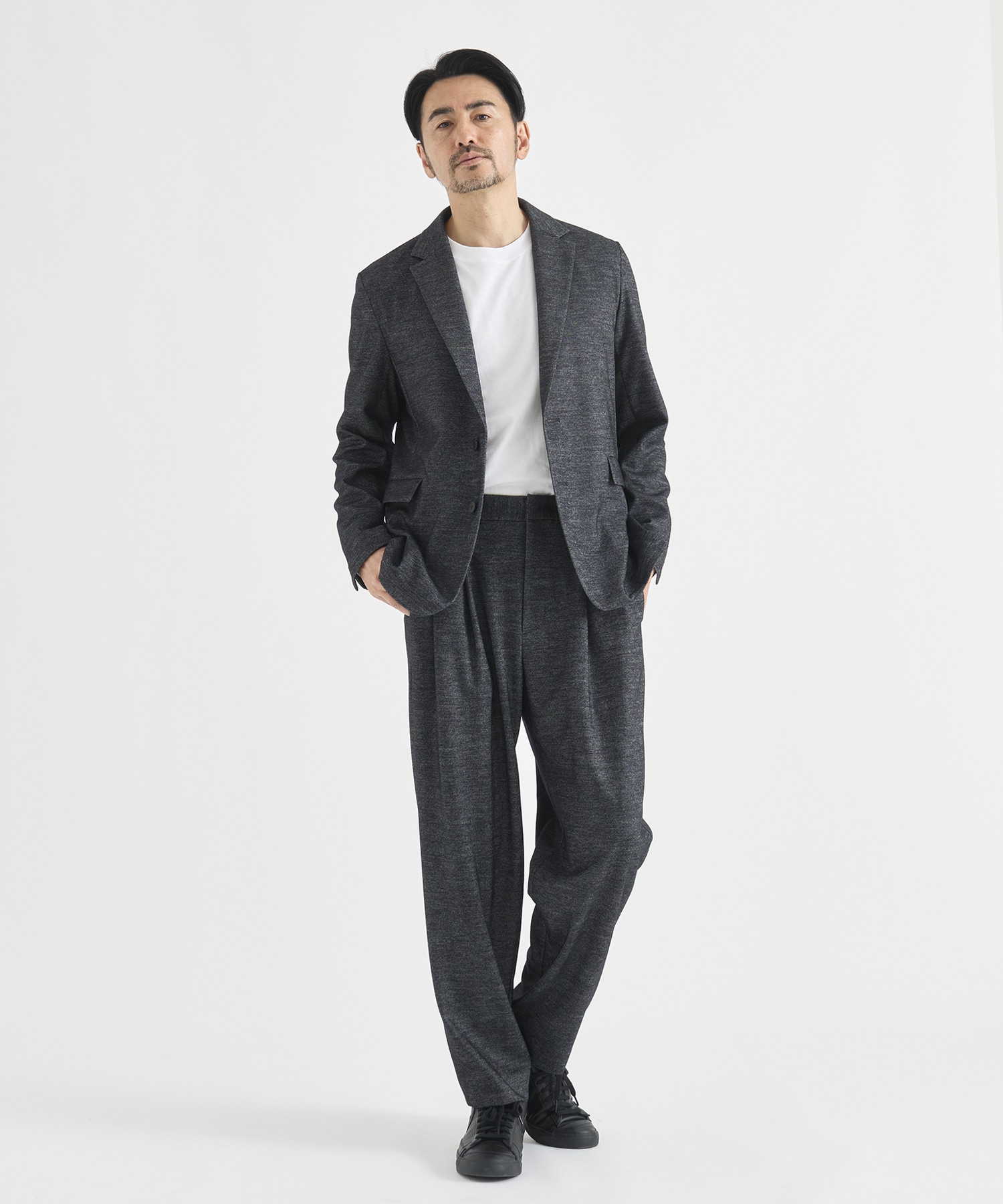 Washable Tweedy Jersey Wide Tapered Pants THE TOKYO