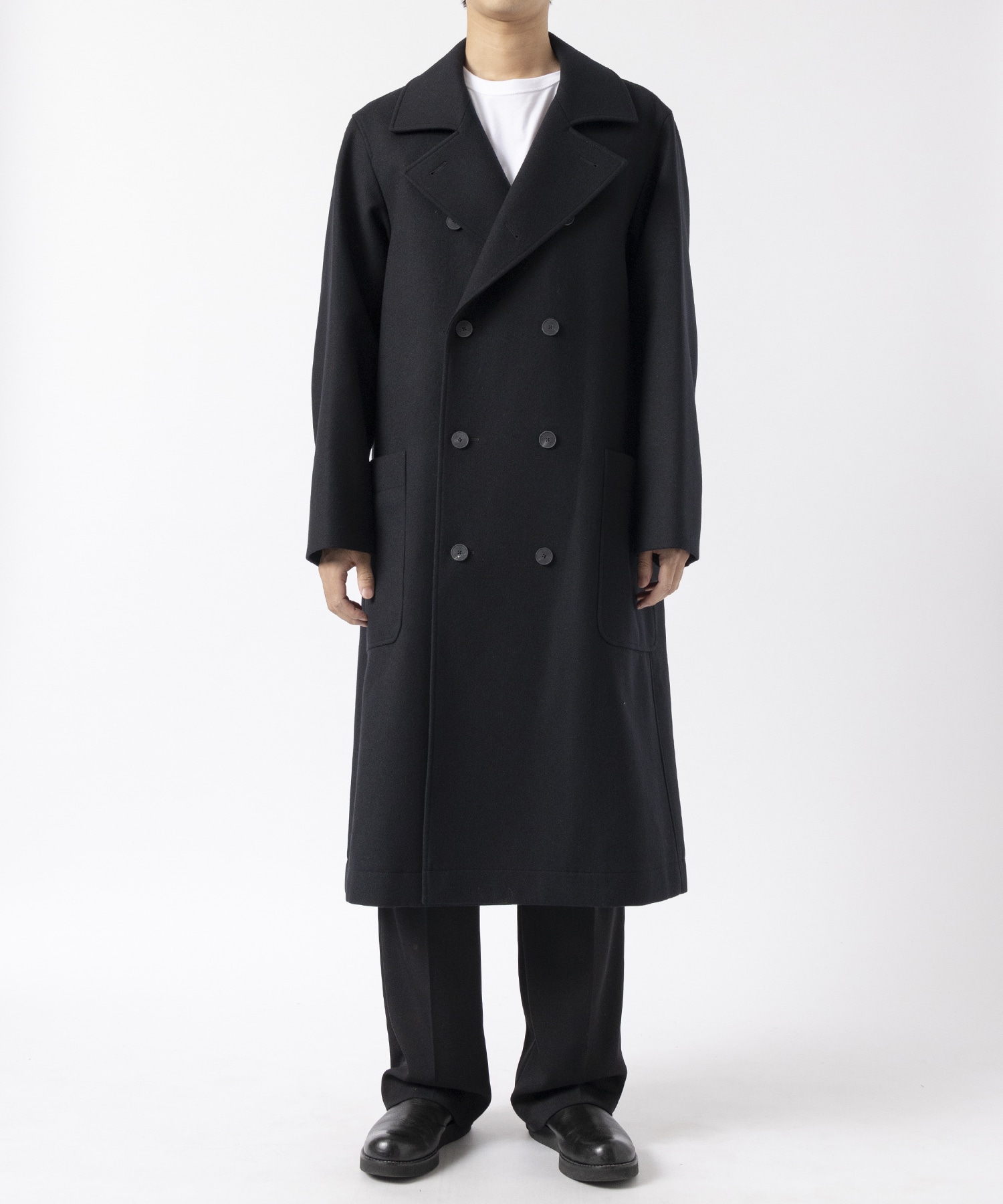 SUPER 160S DOUBLE SAXONY DOUBLE BREASTED COAT ATON