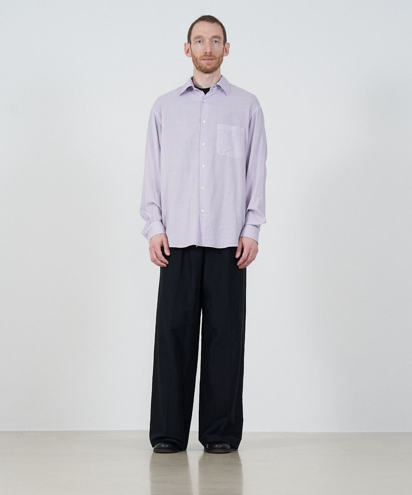 GARMENT DYED COTTON SILK TWILL SHIRT YOKE