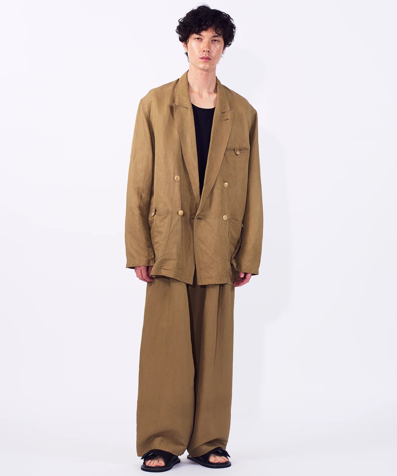 【ヨーク】Linen Silk Kersey 3pleated Tapered Trousers YOKE