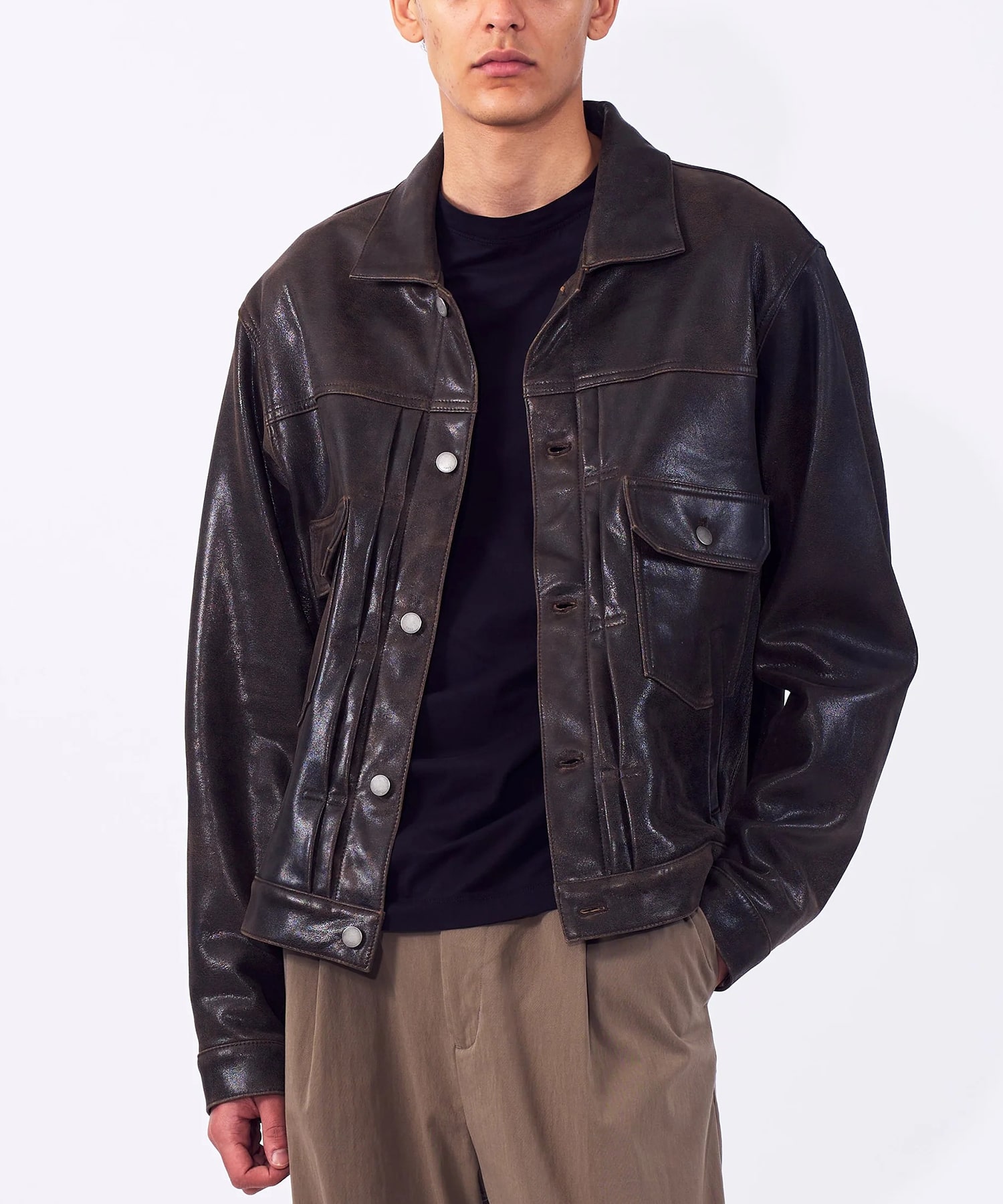 Cracked Leather Trucker Jacket YOKE