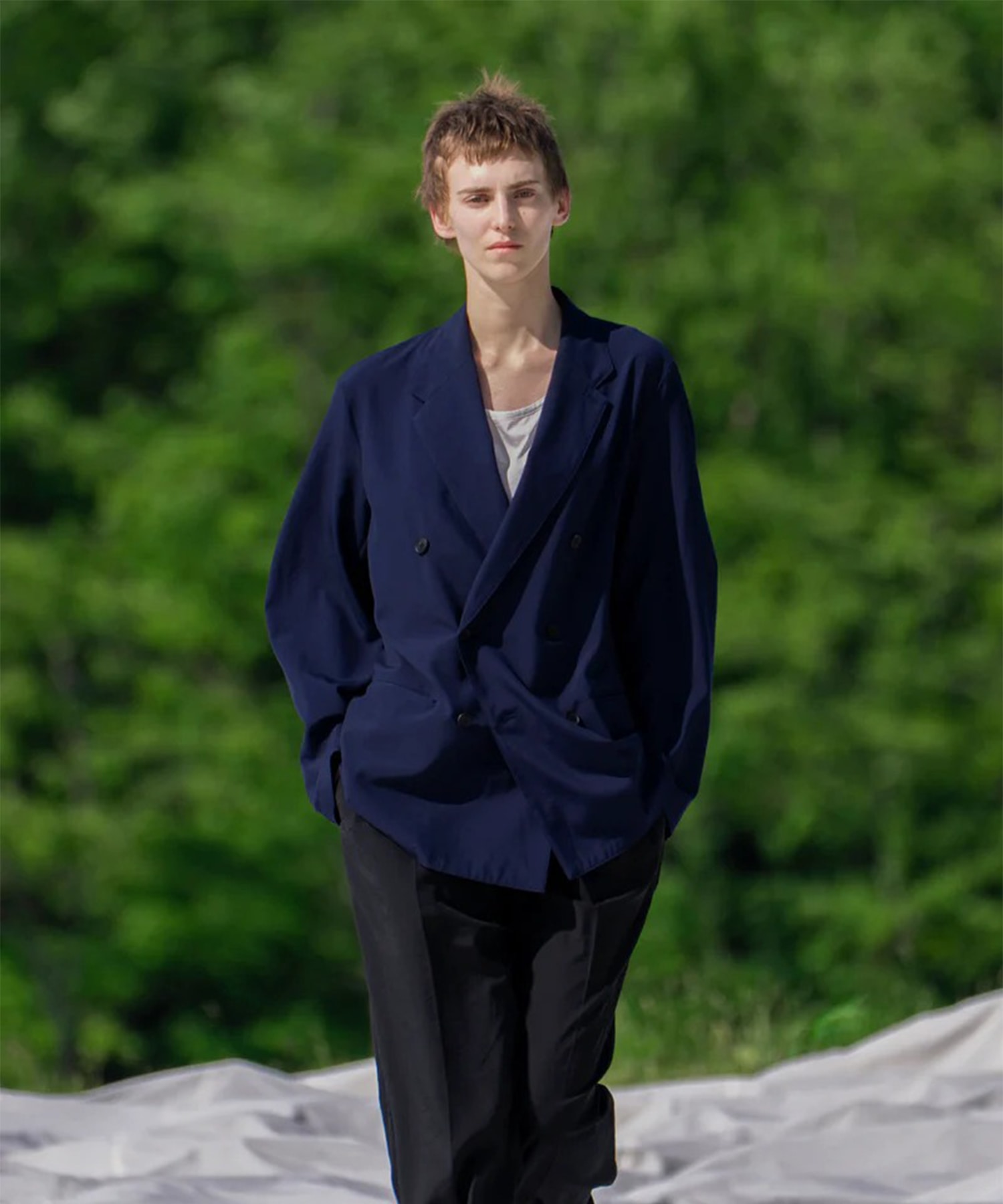 Wool Washer Tropical Double Breasted Jacket YOKE