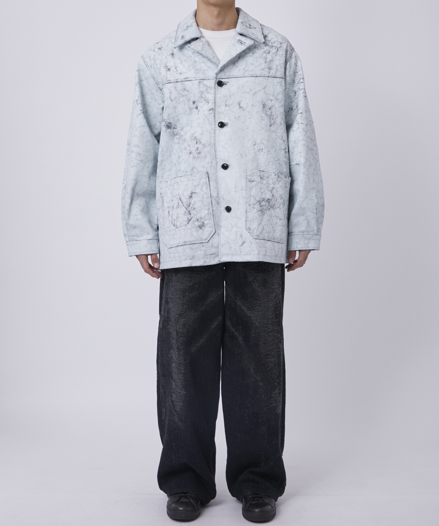 CRACKED GOAT LEATHER CAR COAT YOKE