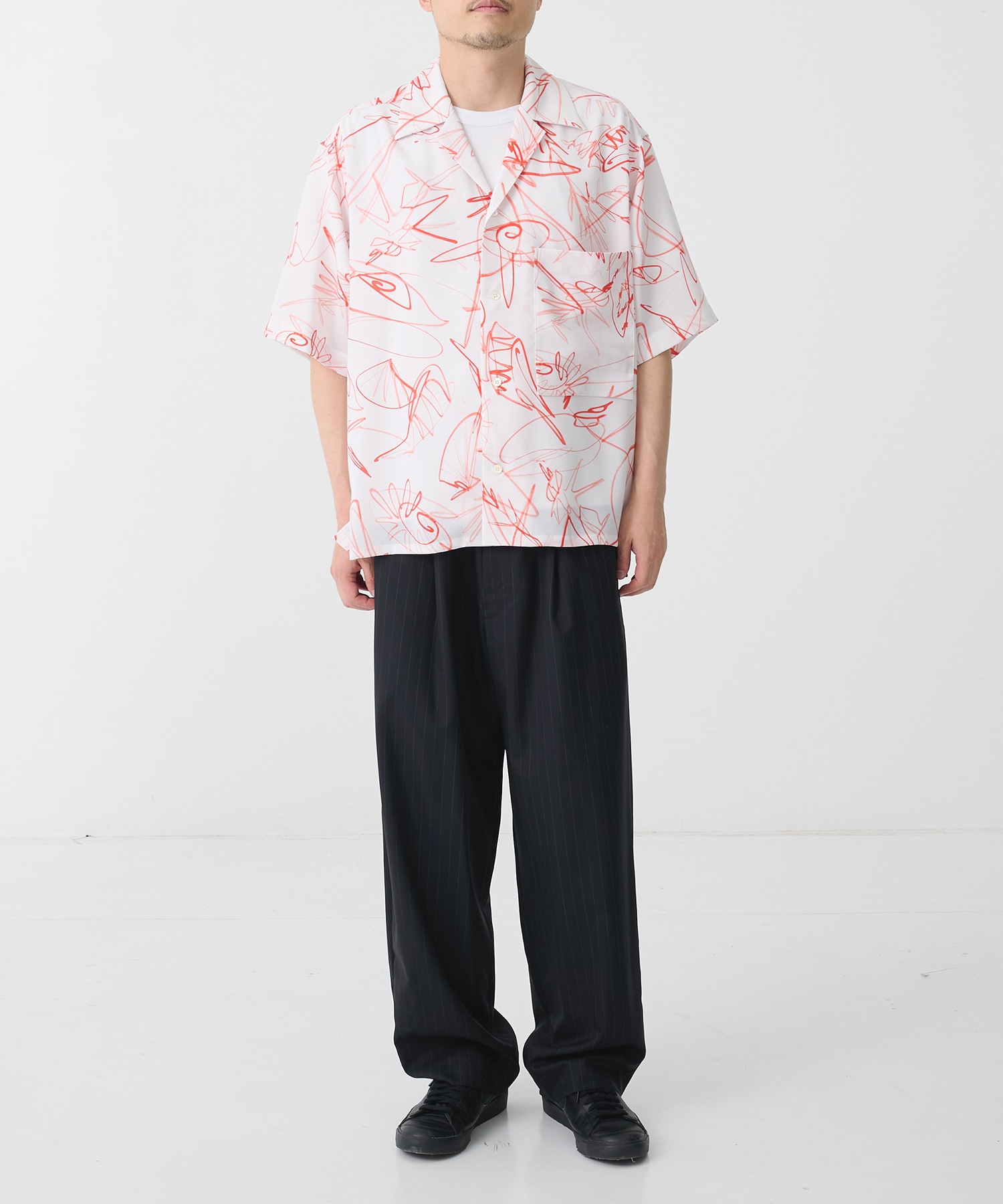 【ウジョーオム】Wide Set Open Collar BOX Shirt UJOH HOMME