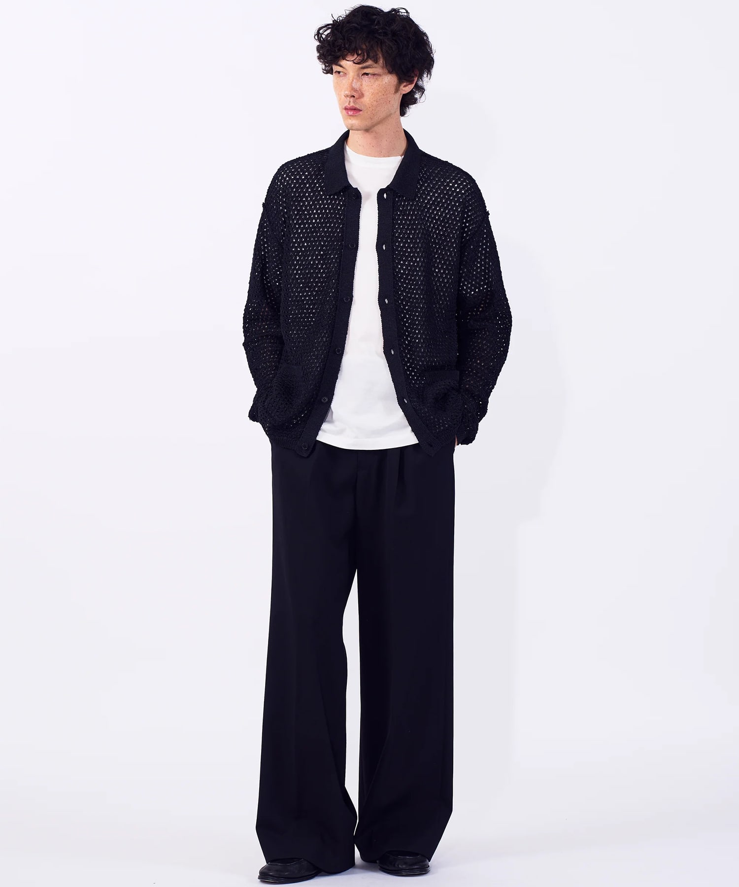 Mesh Knit Shirt Cardigan YOKE