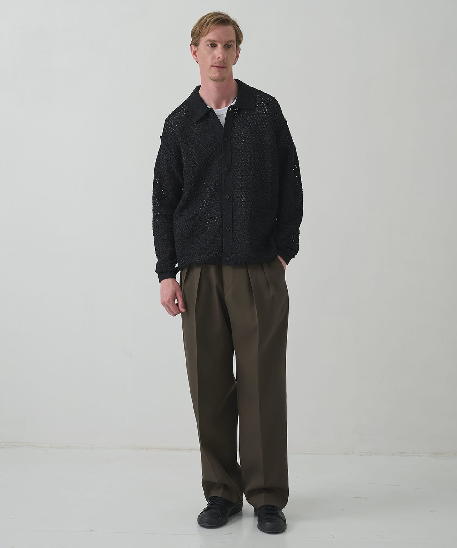 【ヨーク】Mesh Knit Shirt Cardigan YOKE