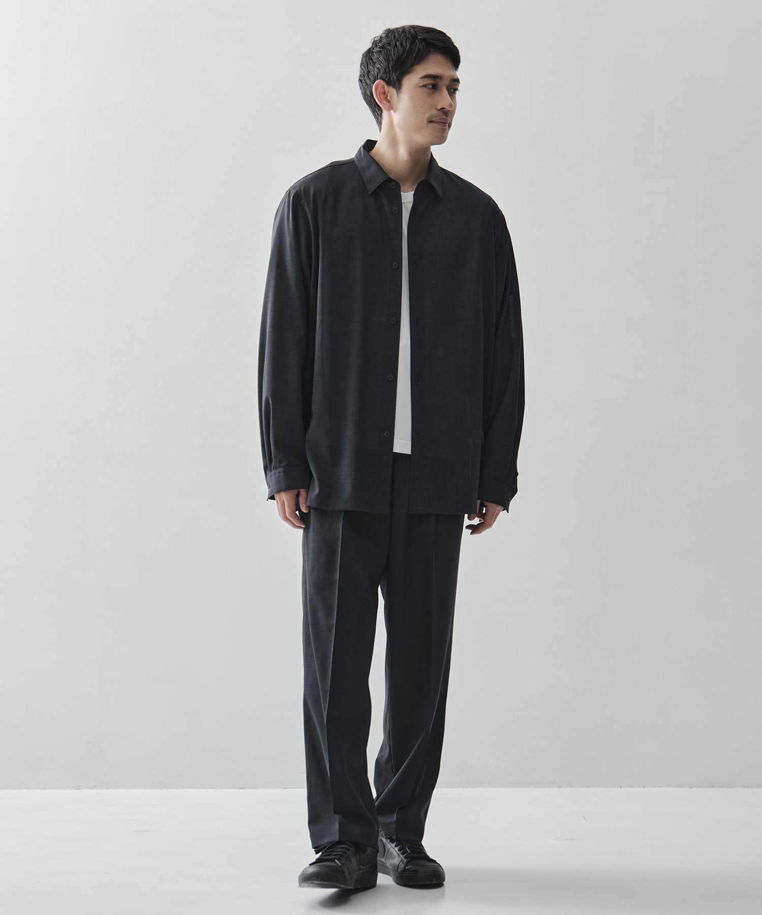 TWIST WOOL GAUZE TWO TUCKED EASY PANTS ATON