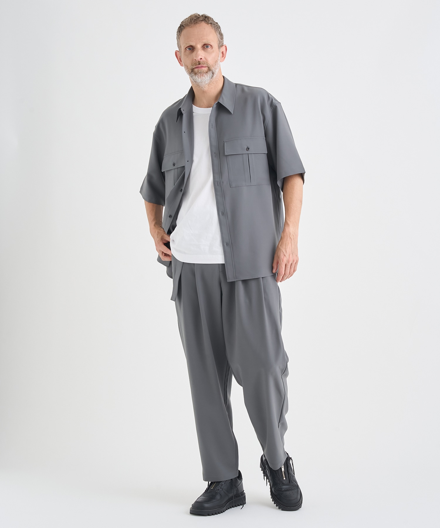 別注 PE CONPACT TWILL W POCKET S/S SHIRT ATTACHMENT