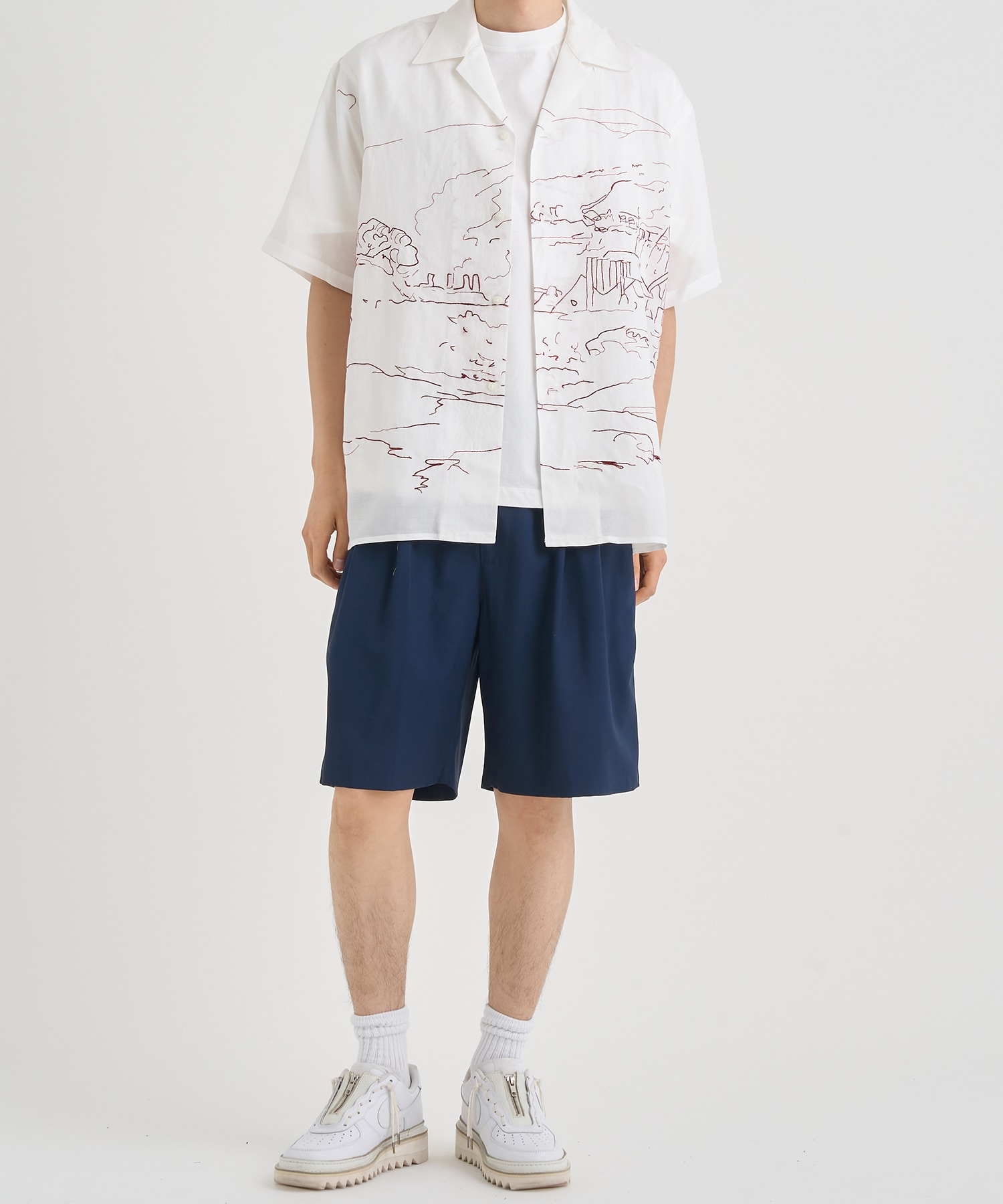 EMBROISERY OPEN COLLAR SHIRT YOKE